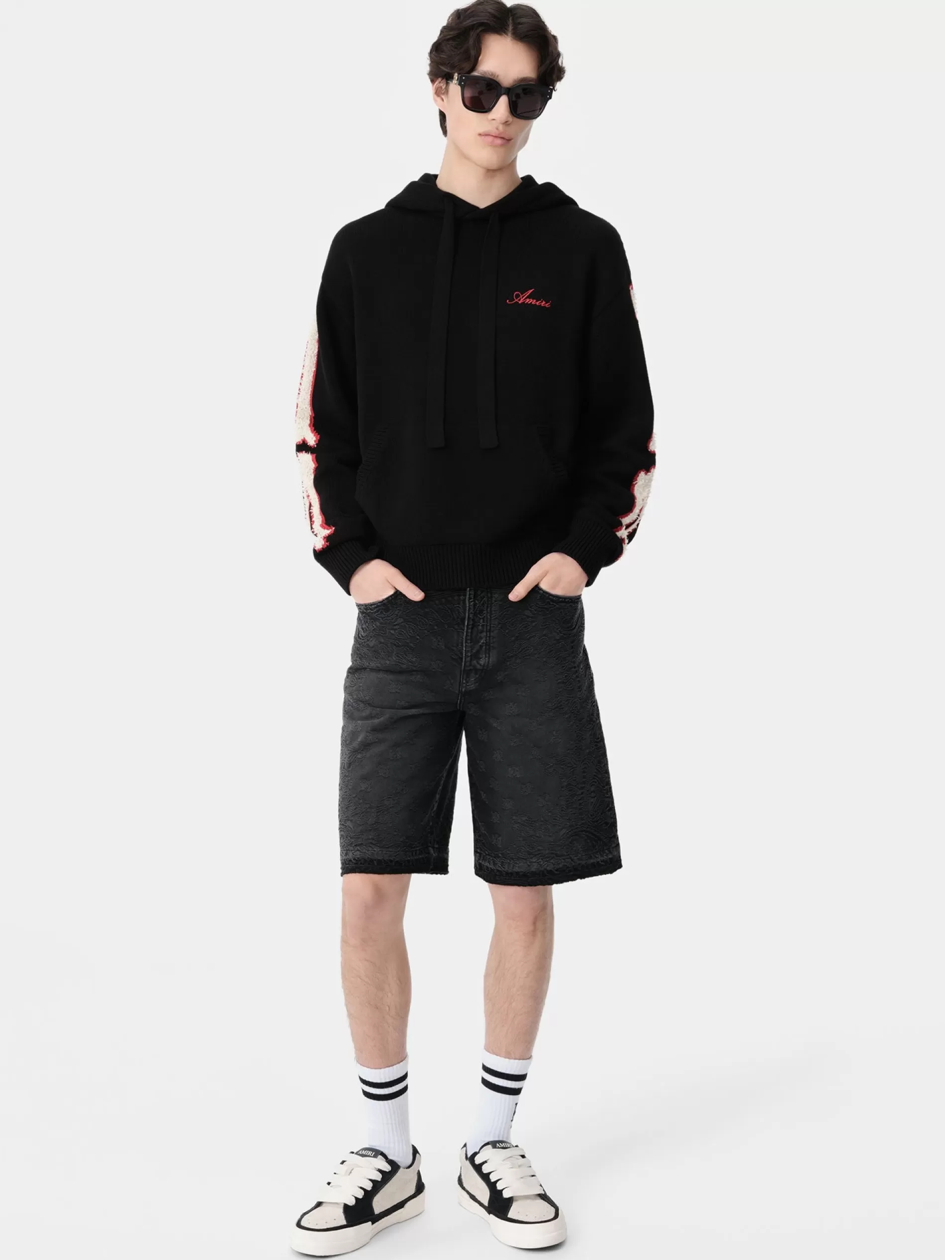 AMIRI Knitwear>BONES HOODIE BLACK