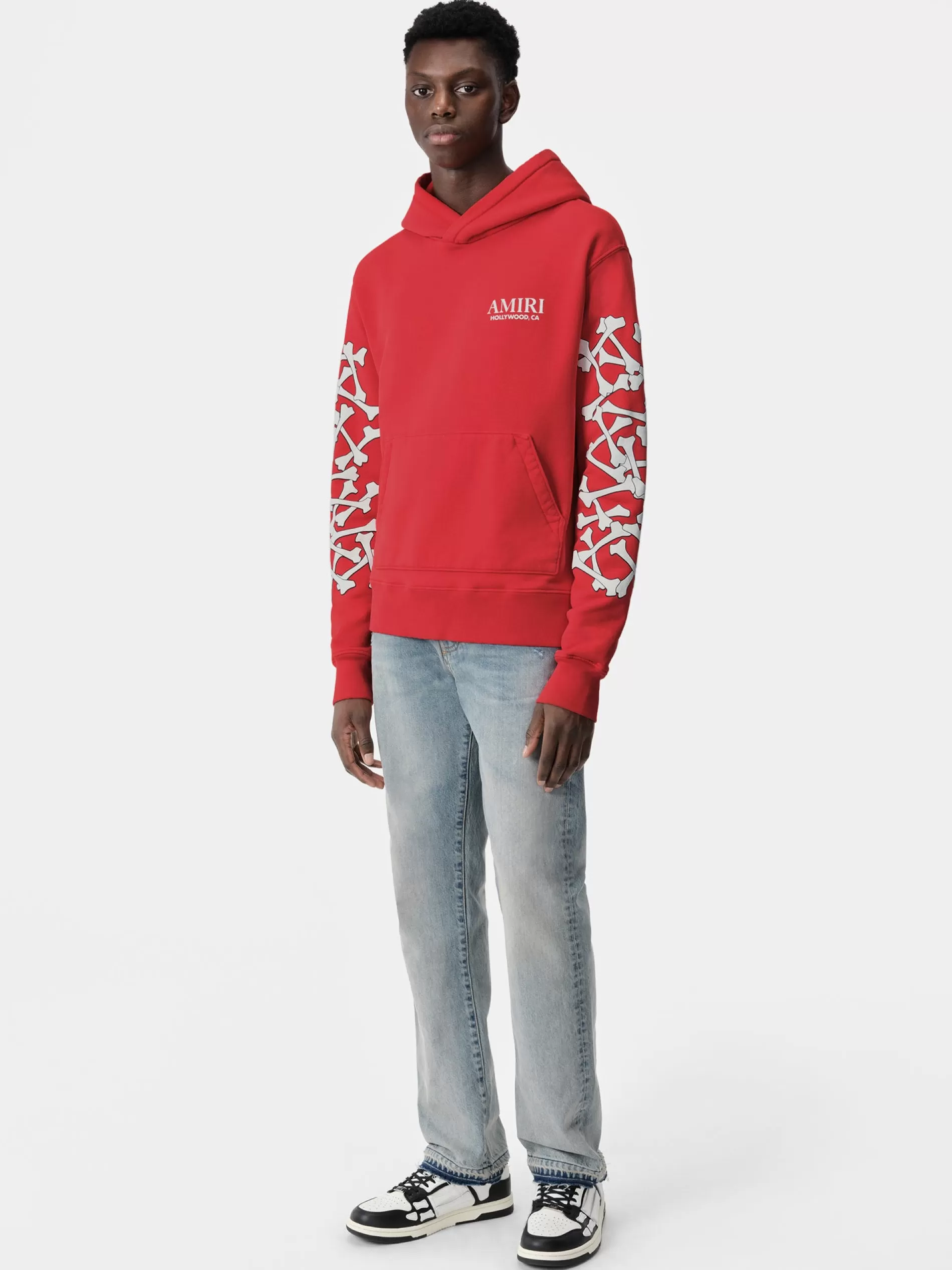 AMIRI Sweatshirts>BONES STACKED HOODIE Red