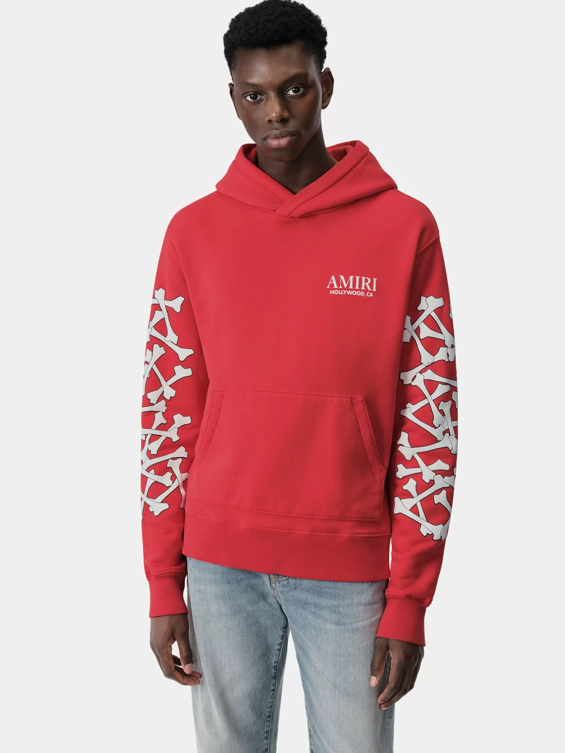 AMIRI Sweatshirts>BONES STACKED HOODIE Red