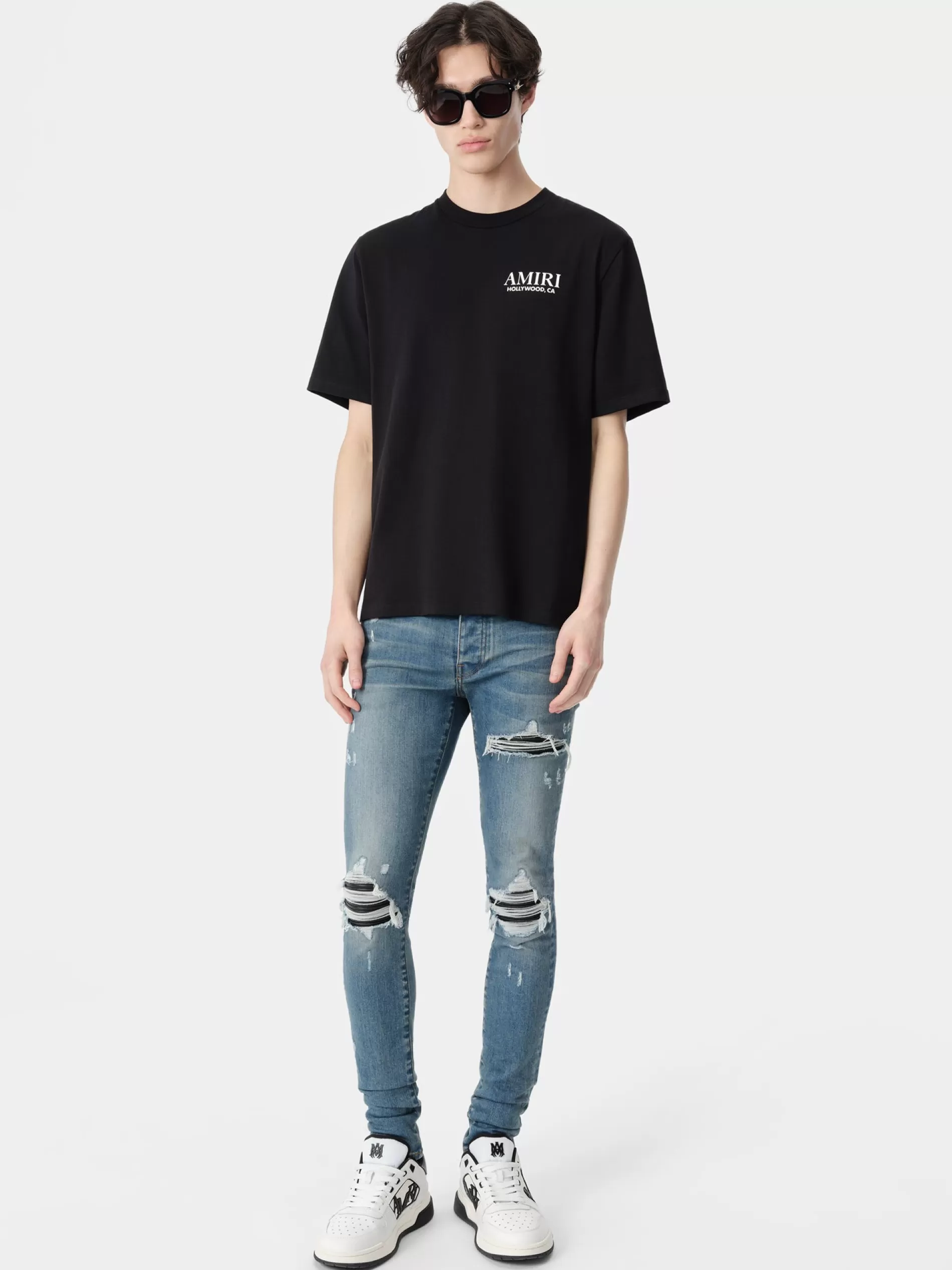 AMIRI Tees>BONES STACKED TEE BLACK