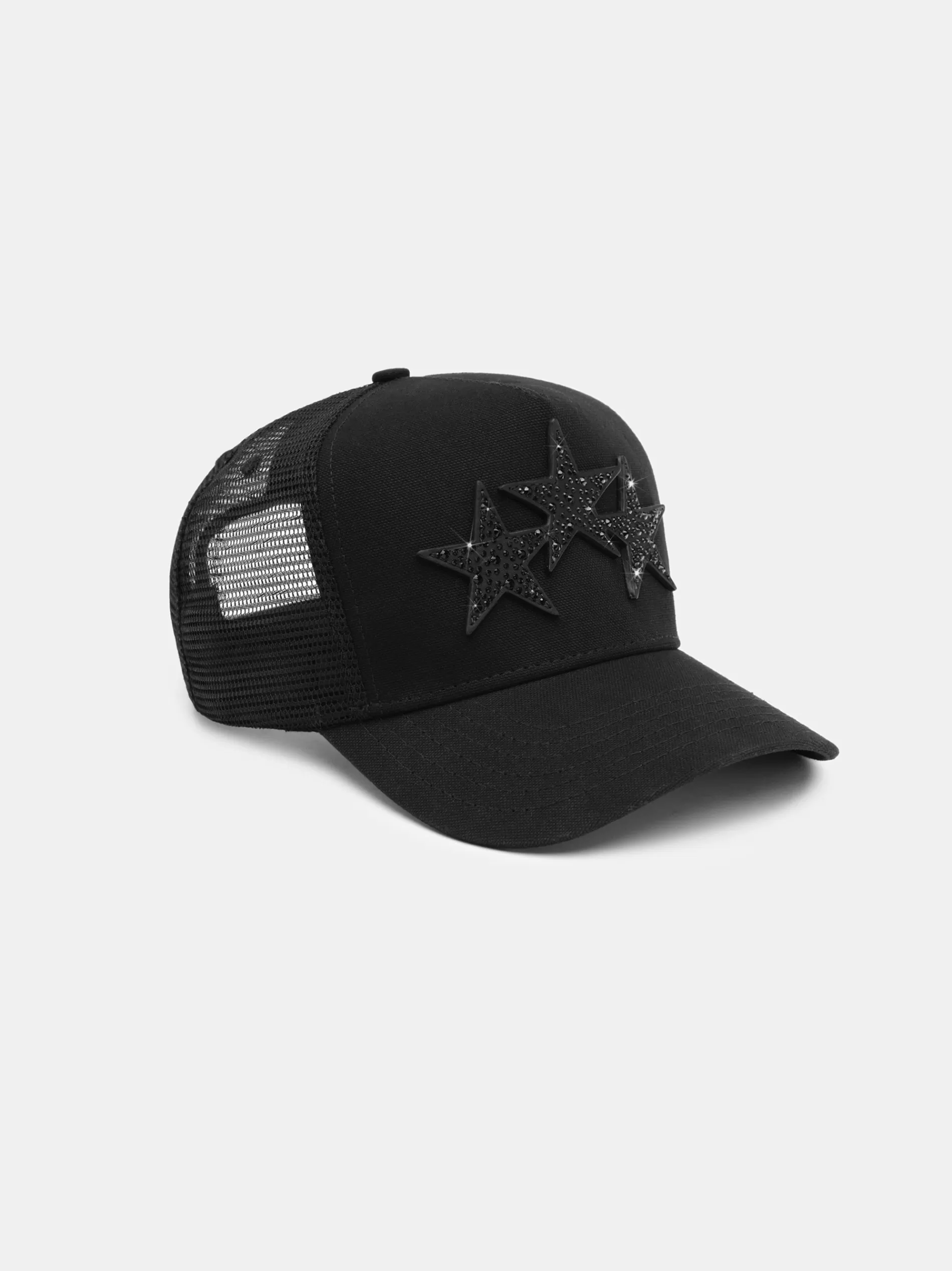 AMIRI Hats | Hats>CRYSTAL 3 STAR TRUCKER HAT Black Black