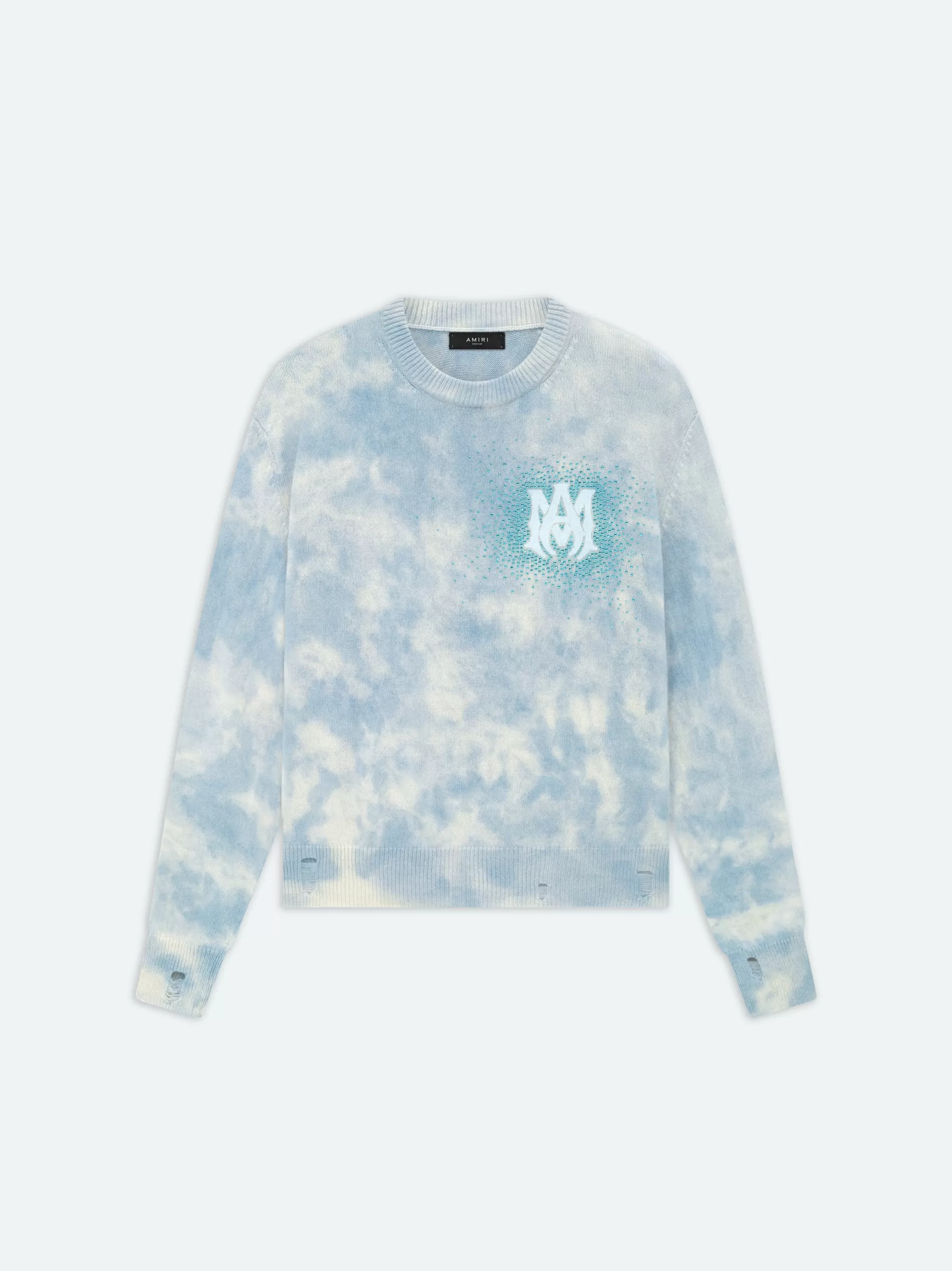 AMIRI Sweatshirts>CRYSTAL CREWNECK- Ashley Blue