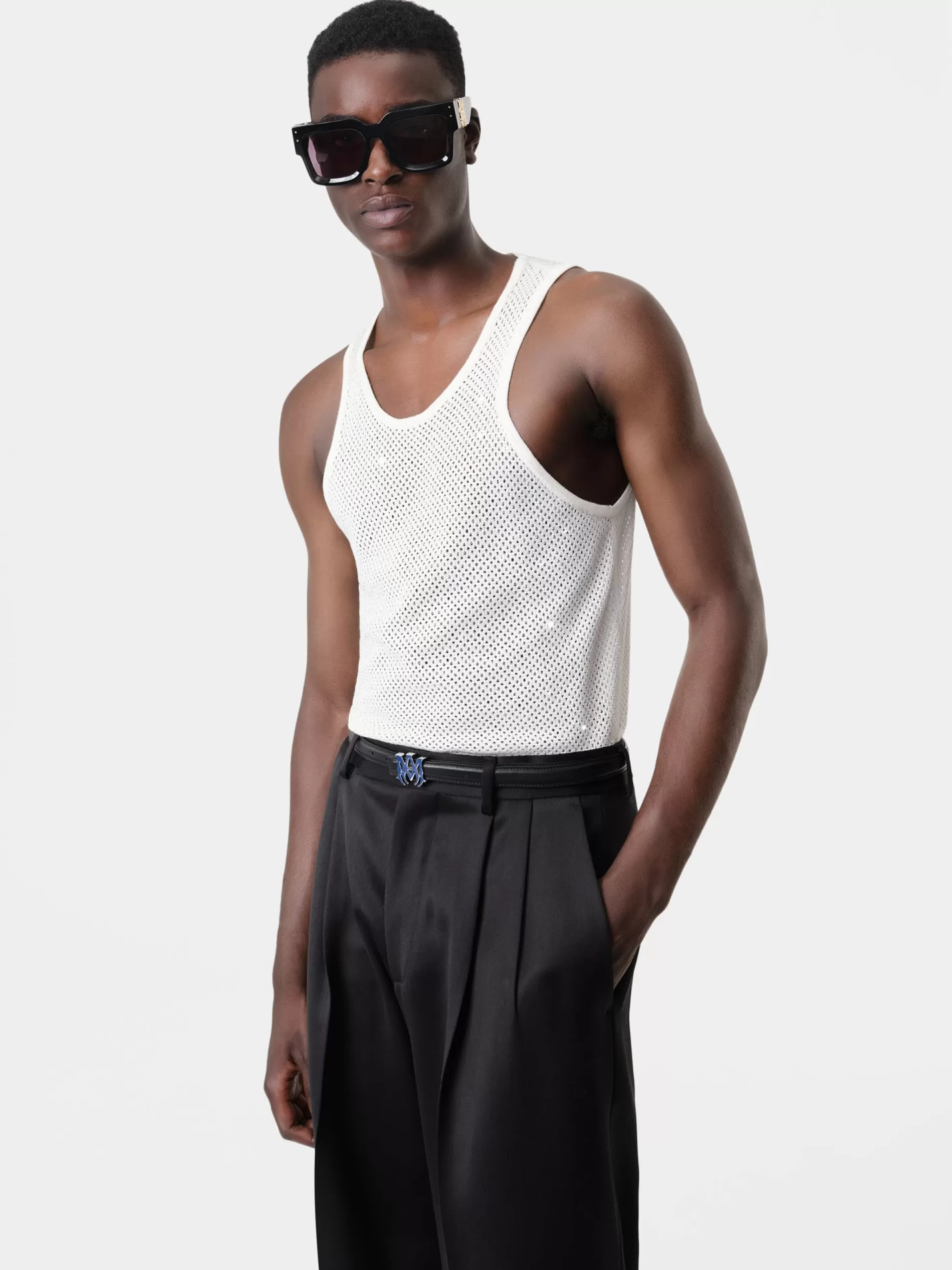 AMIRI Knitwear | Tees>CRYSTAL TANK TOP White