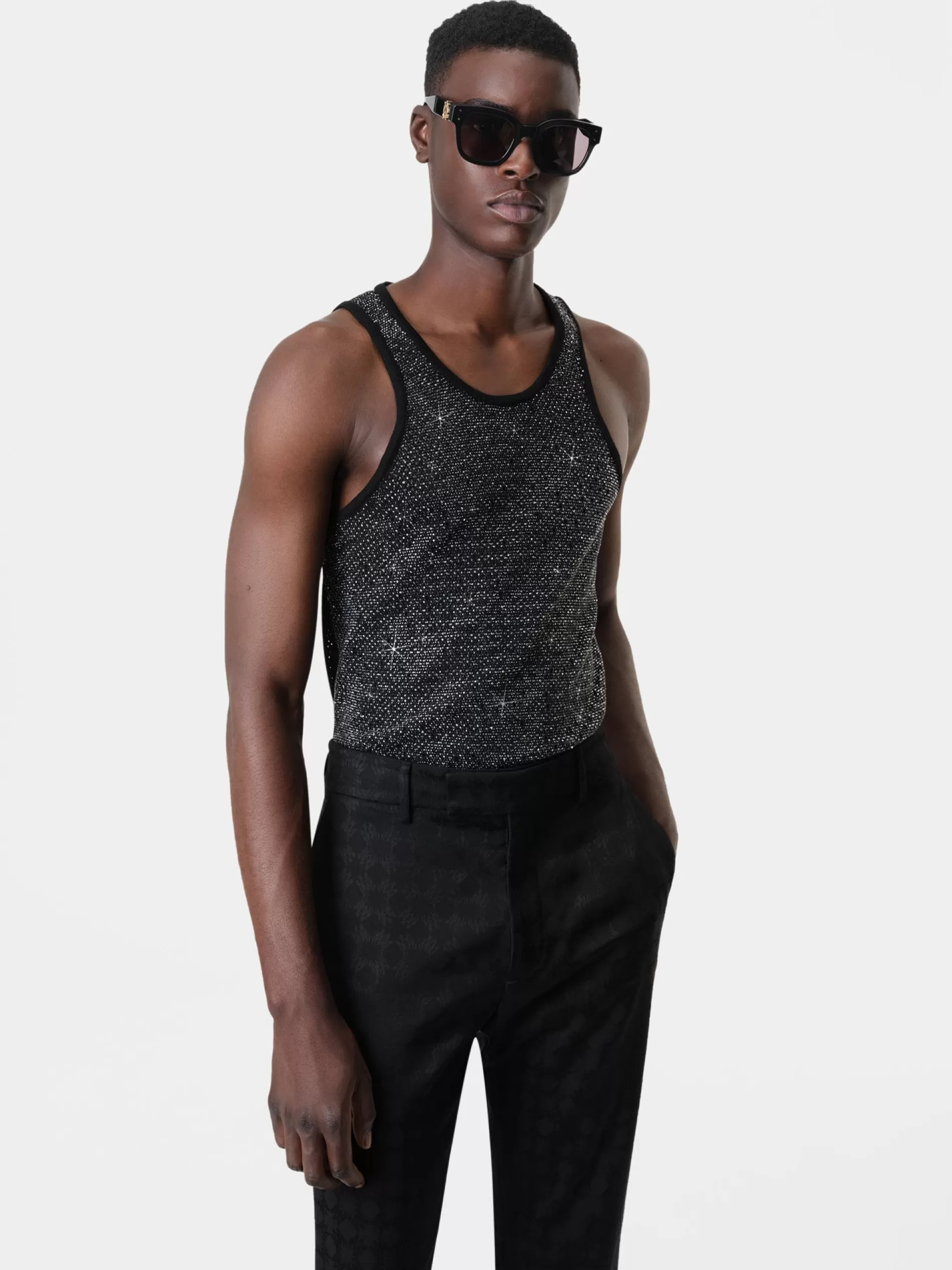 AMIRI Knitwear | Tees>CRYSTAL TANK TOP BLACK