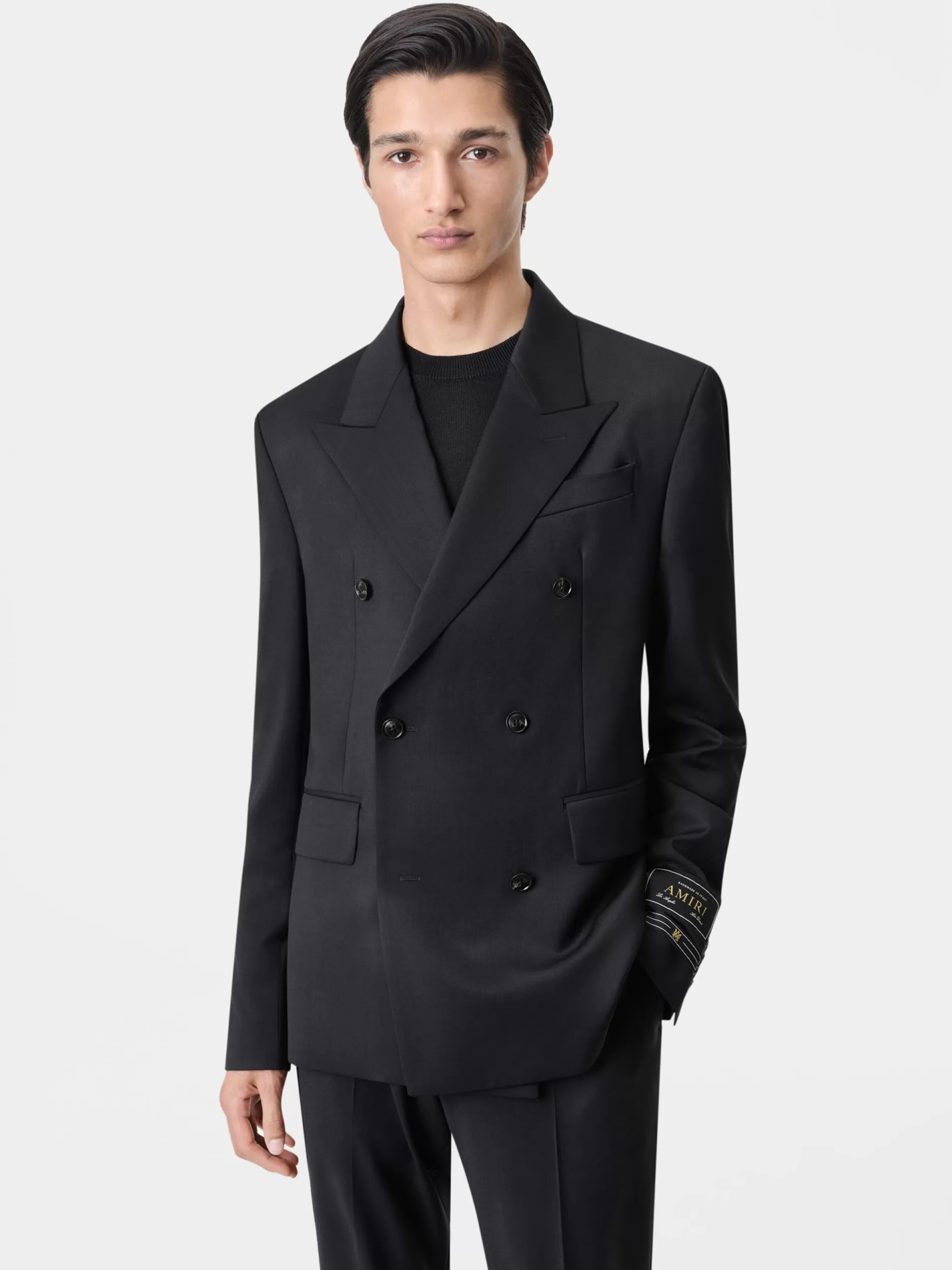 AMIRI Outerwear>DOUBLE-BREASTED BLAZER BLACK