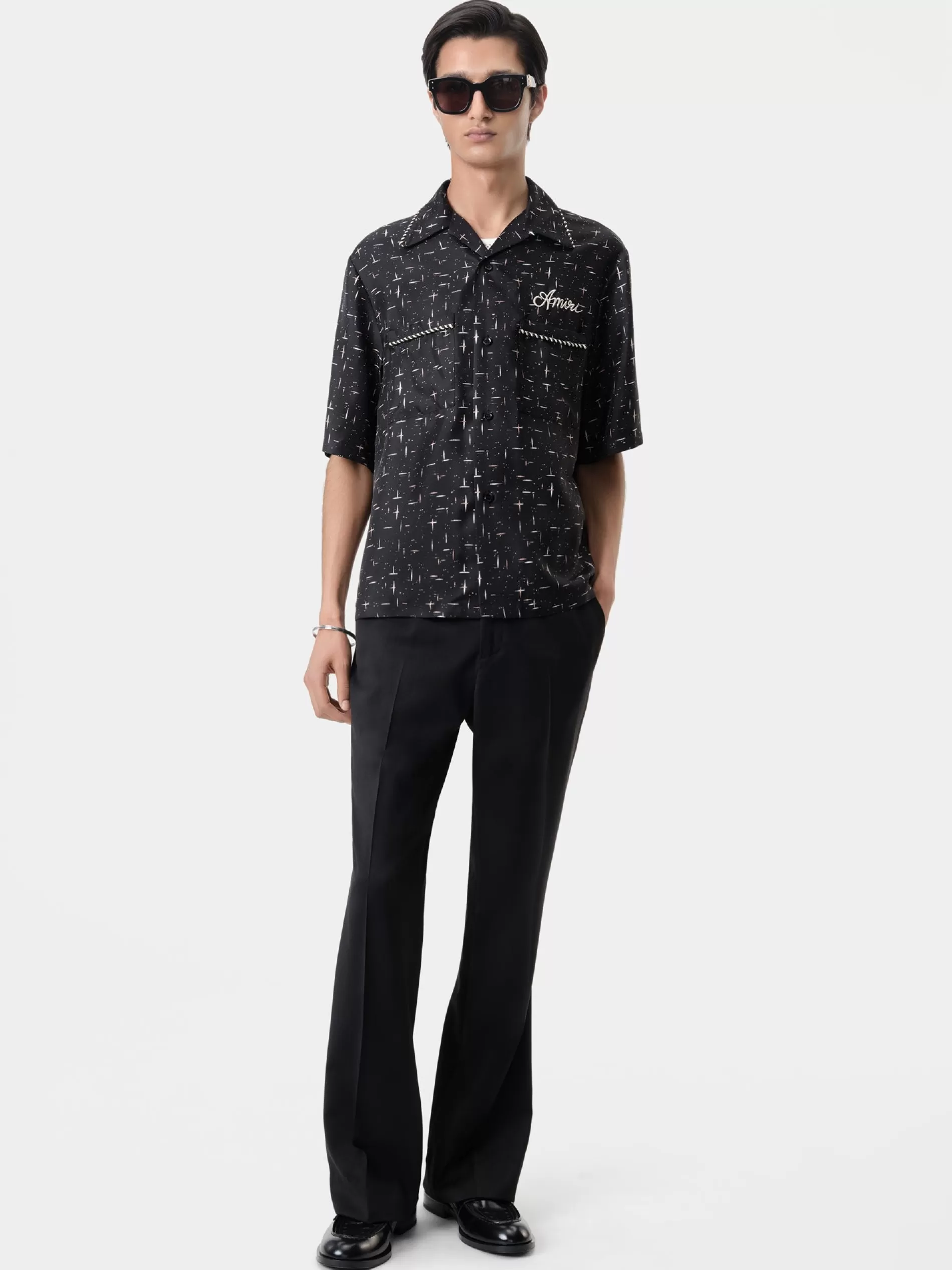 AMIRI Shirts>FLECK BOWLING SHIRT BLACK