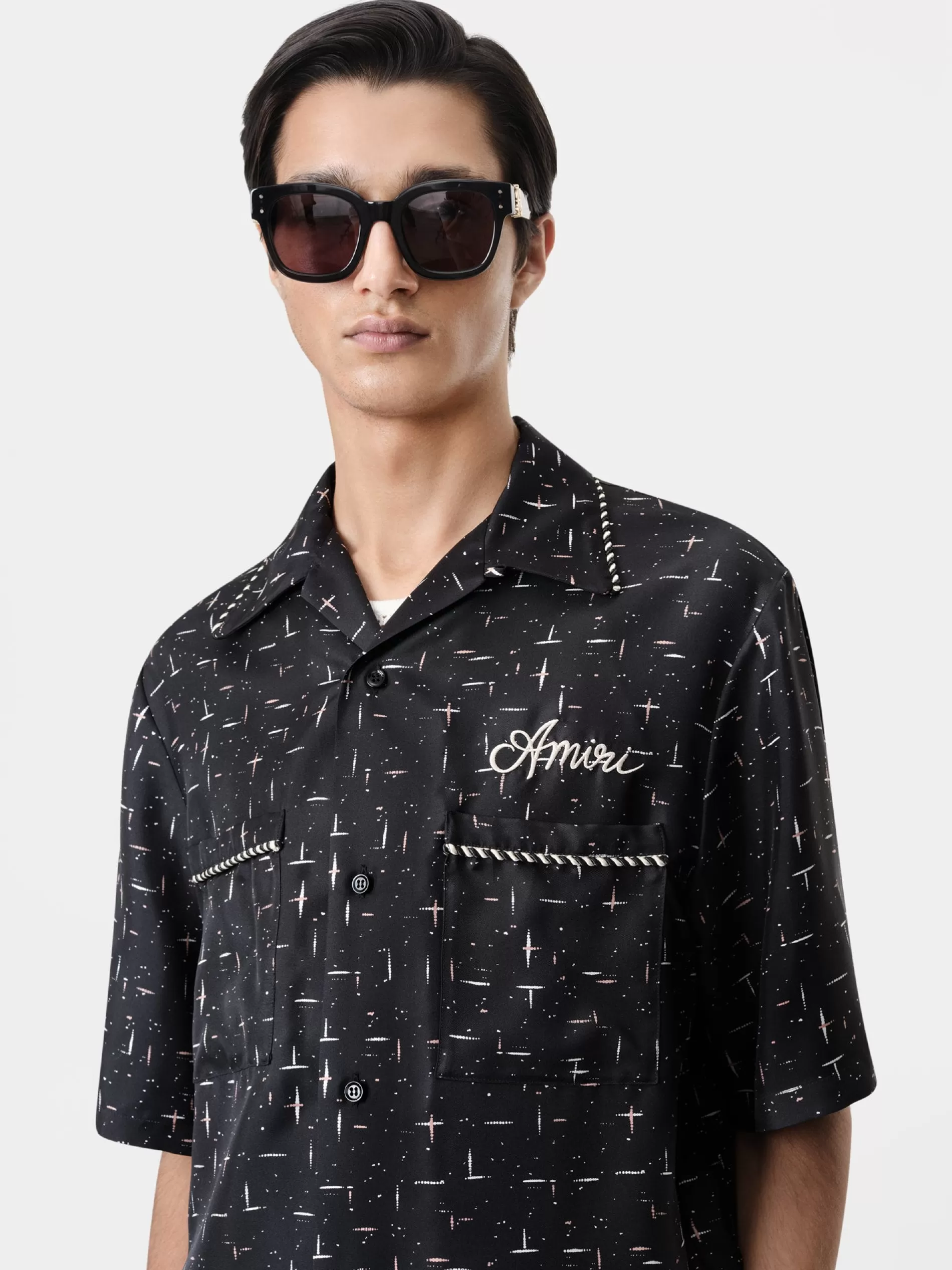 AMIRI Shirts>FLECK BOWLING SHIRT BLACK