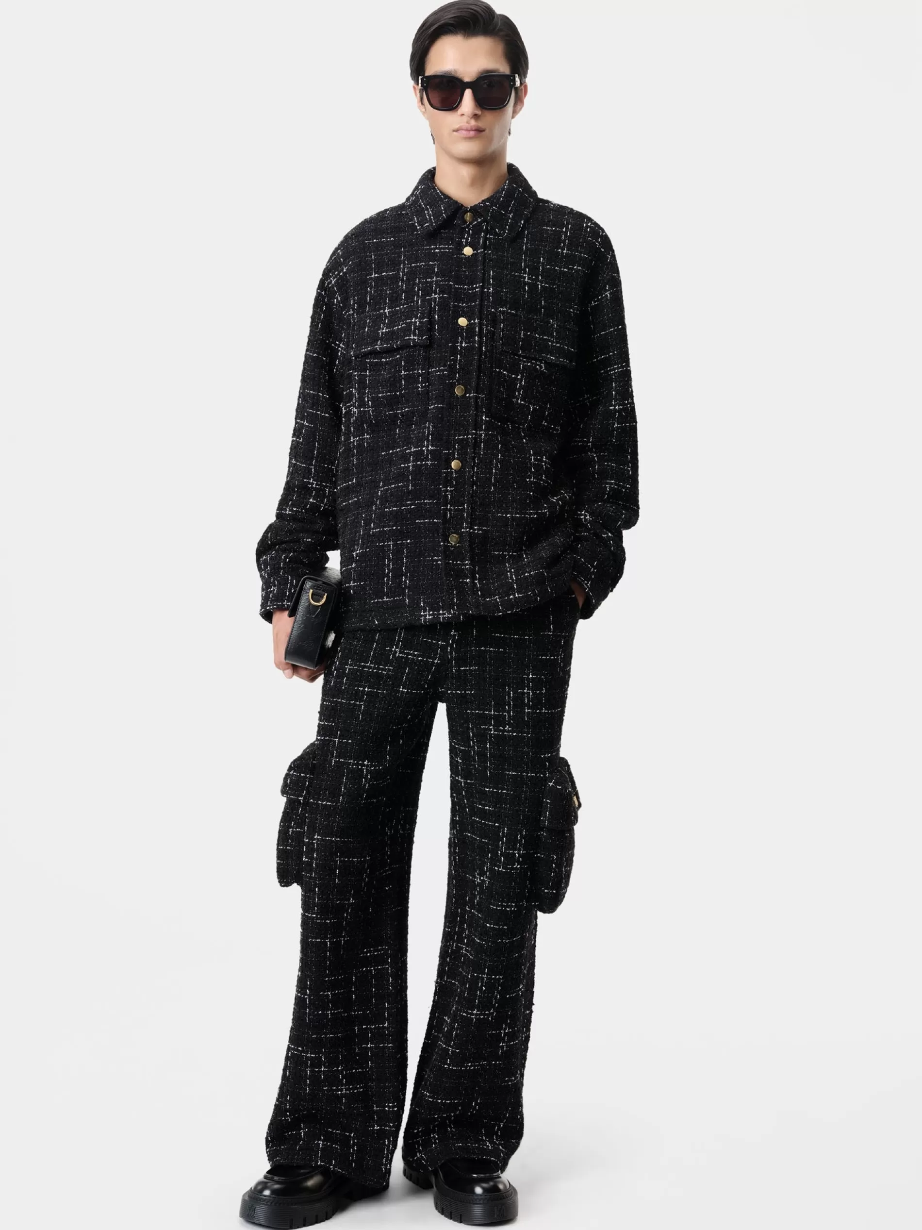 AMIRI Pants>FLECK TWEED CARGO BLACK