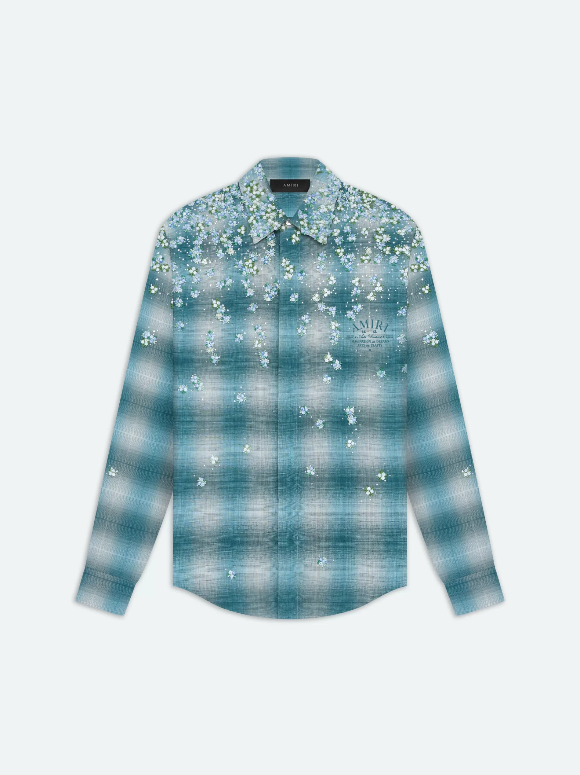 AMIRI Shirts>FLORAL FLANNEL Blue