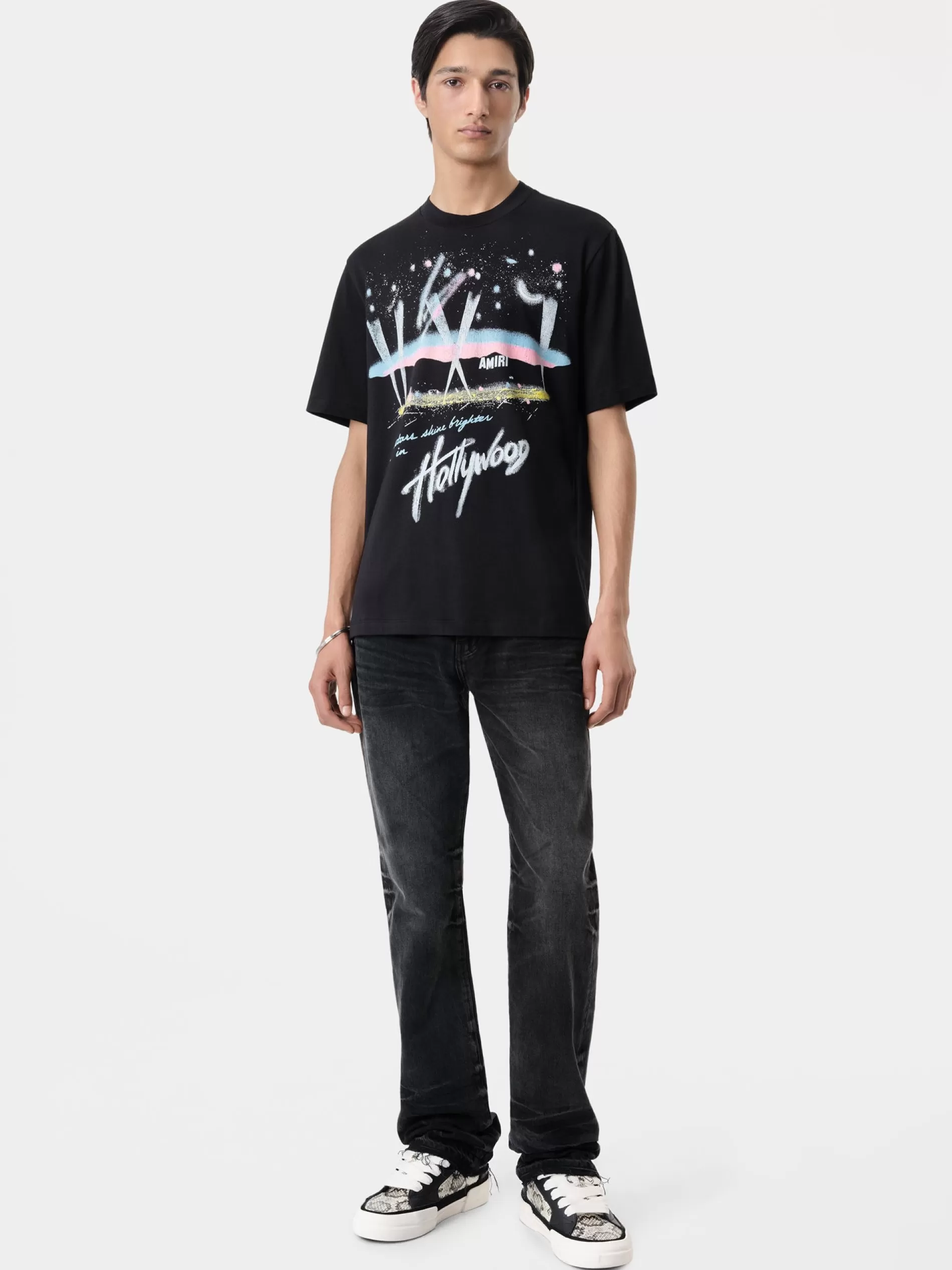 AMIRI Tees>HOLLYWOOD LIGHTS TEE BLACK