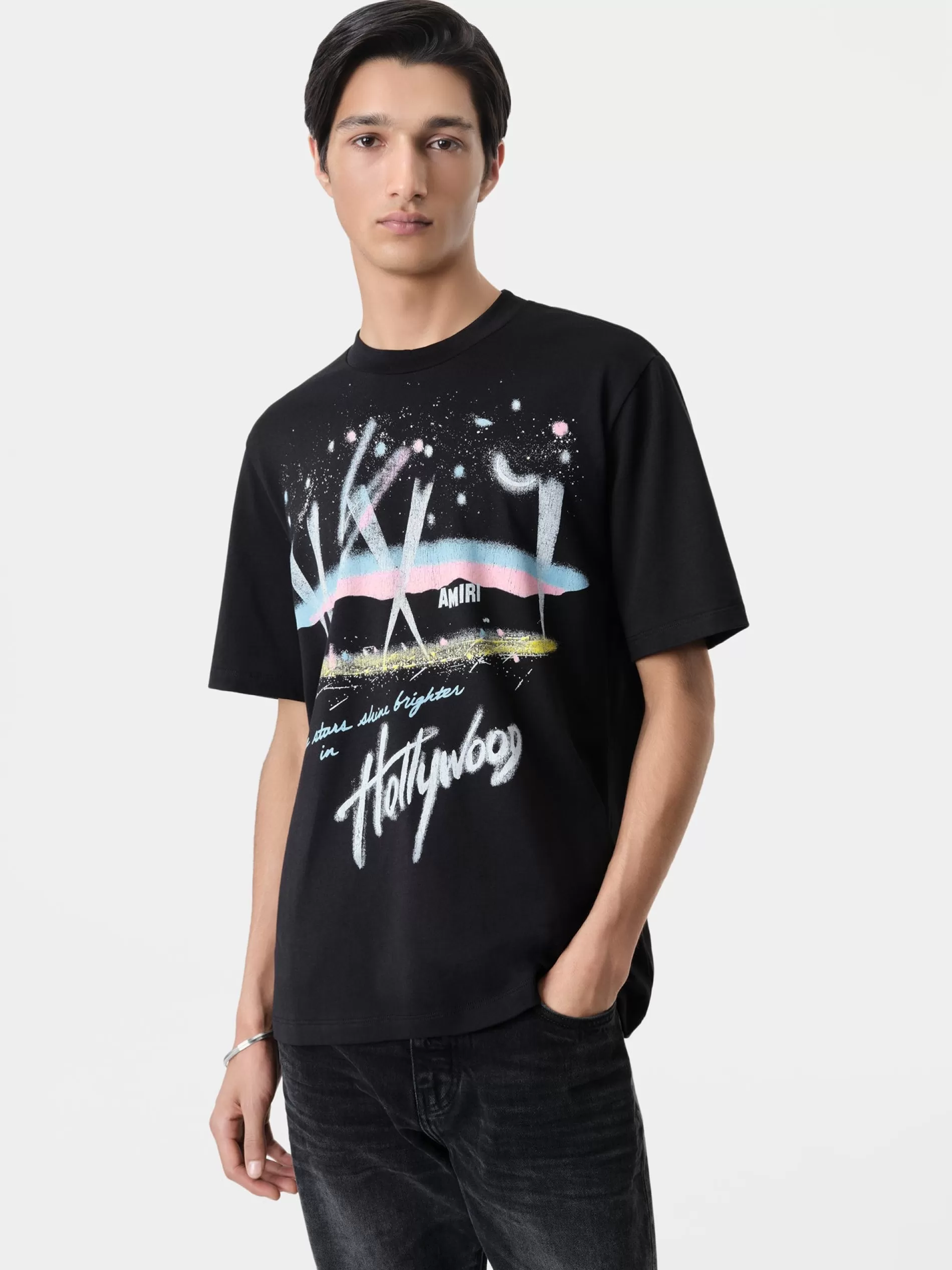 AMIRI Tees>HOLLYWOOD LIGHTS TEE BLACK