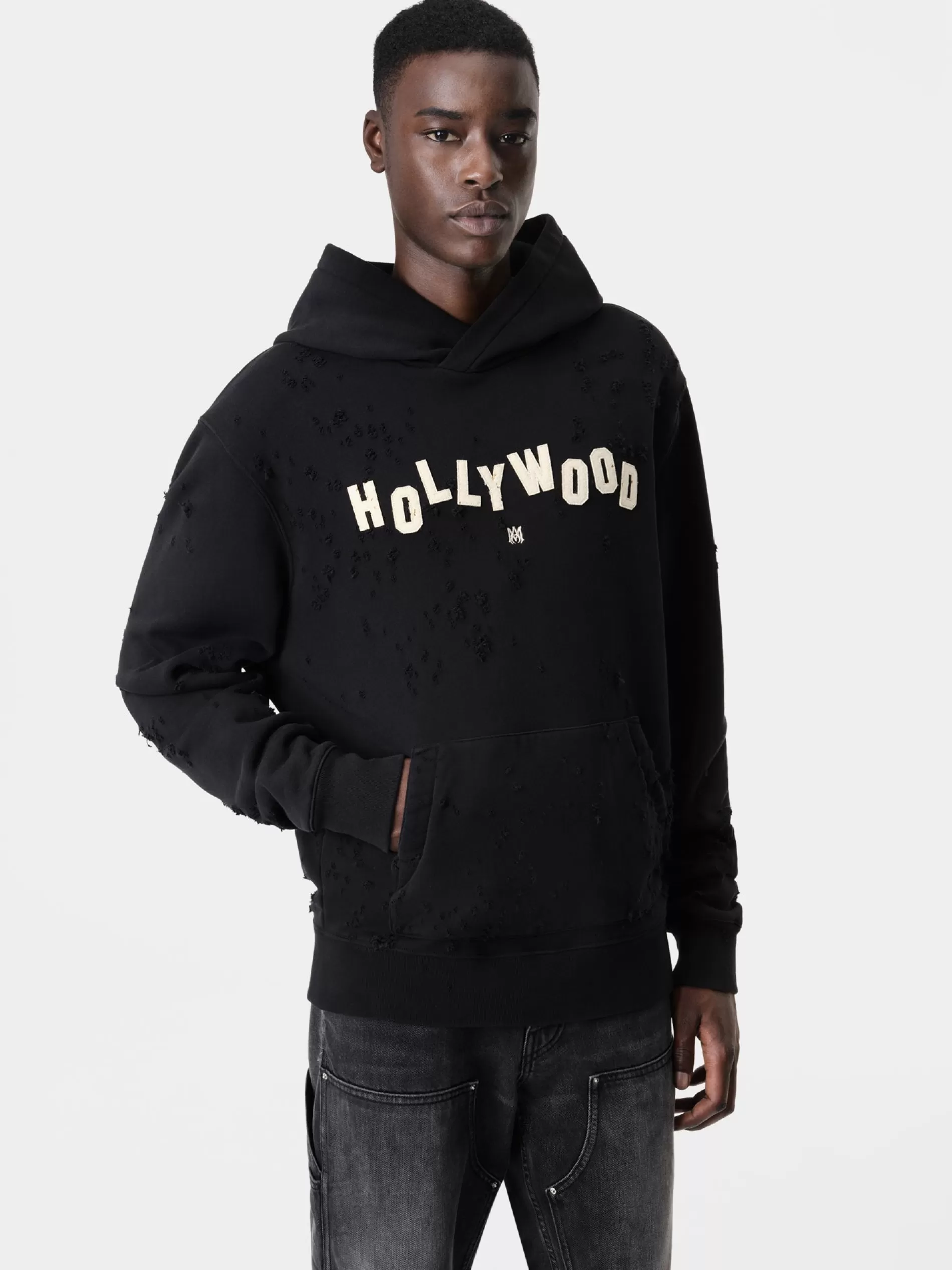 AMIRI Sweatshirts>HOLLYWOOD SHOTGUN HOODIE BLACK