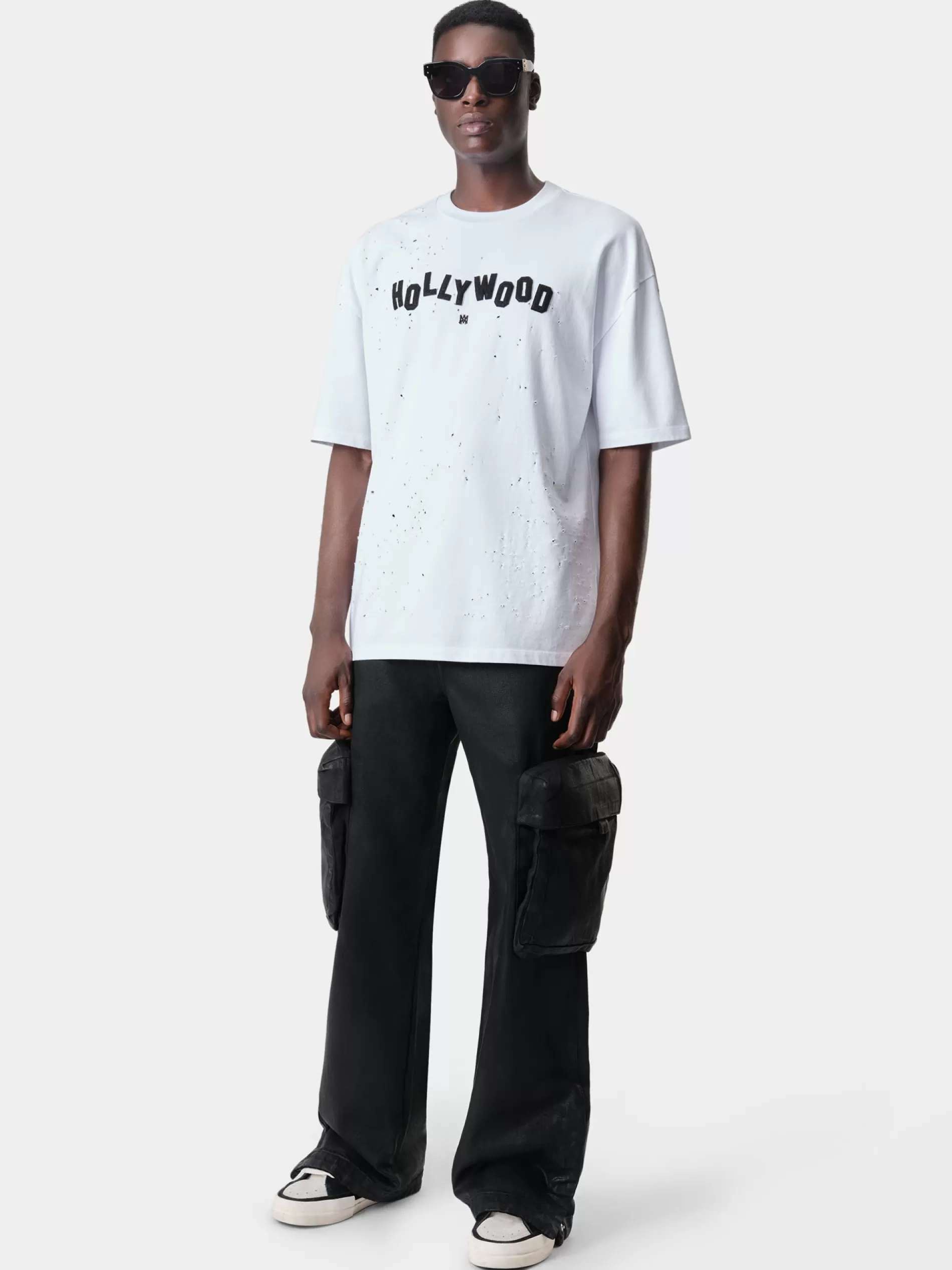 AMIRI Tees>HOLLYWOOD SHOTGUN OVERSIZED TEE White