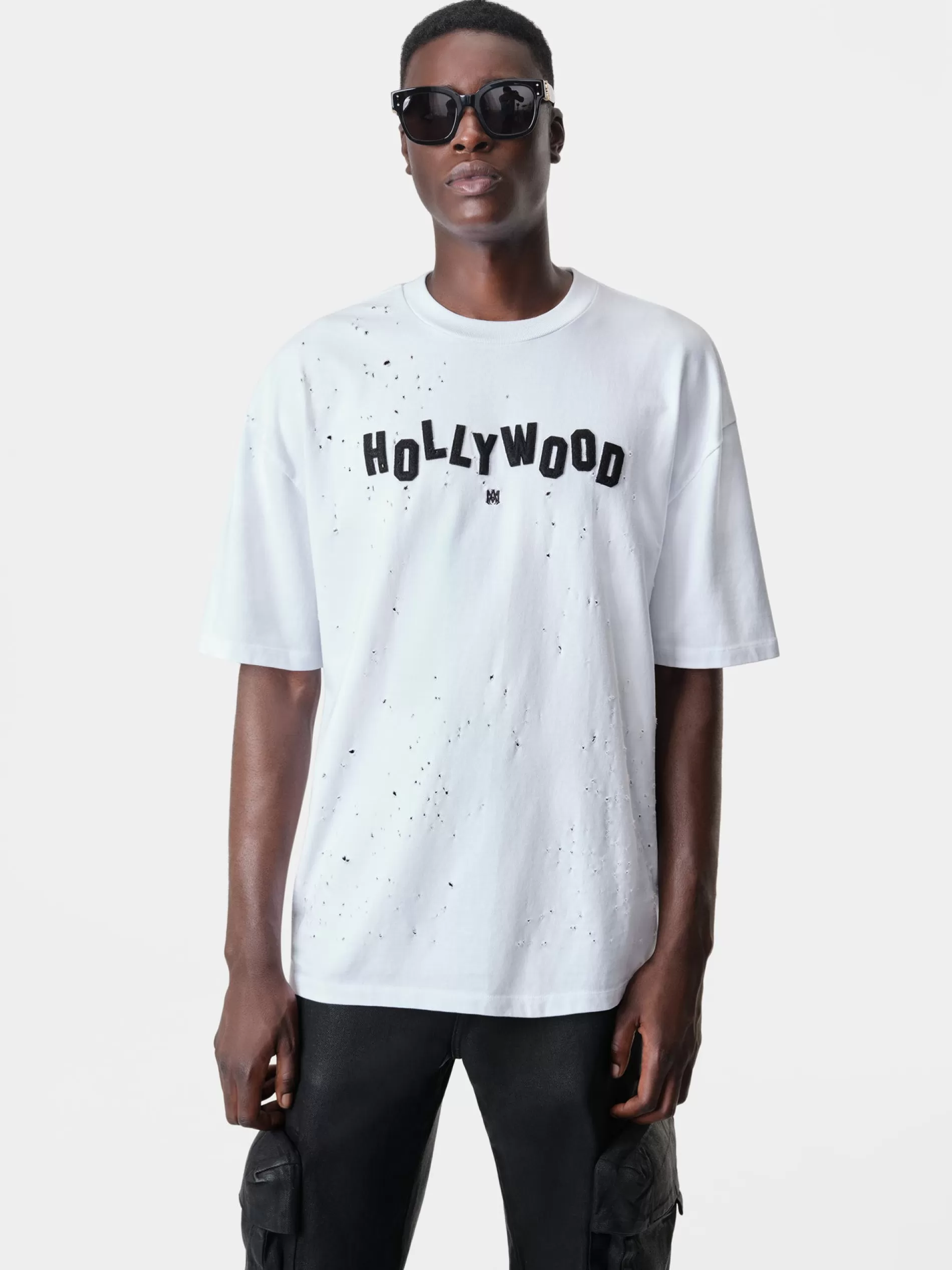 AMIRI Tees>HOLLYWOOD SHOTGUN OVERSIZED TEE White