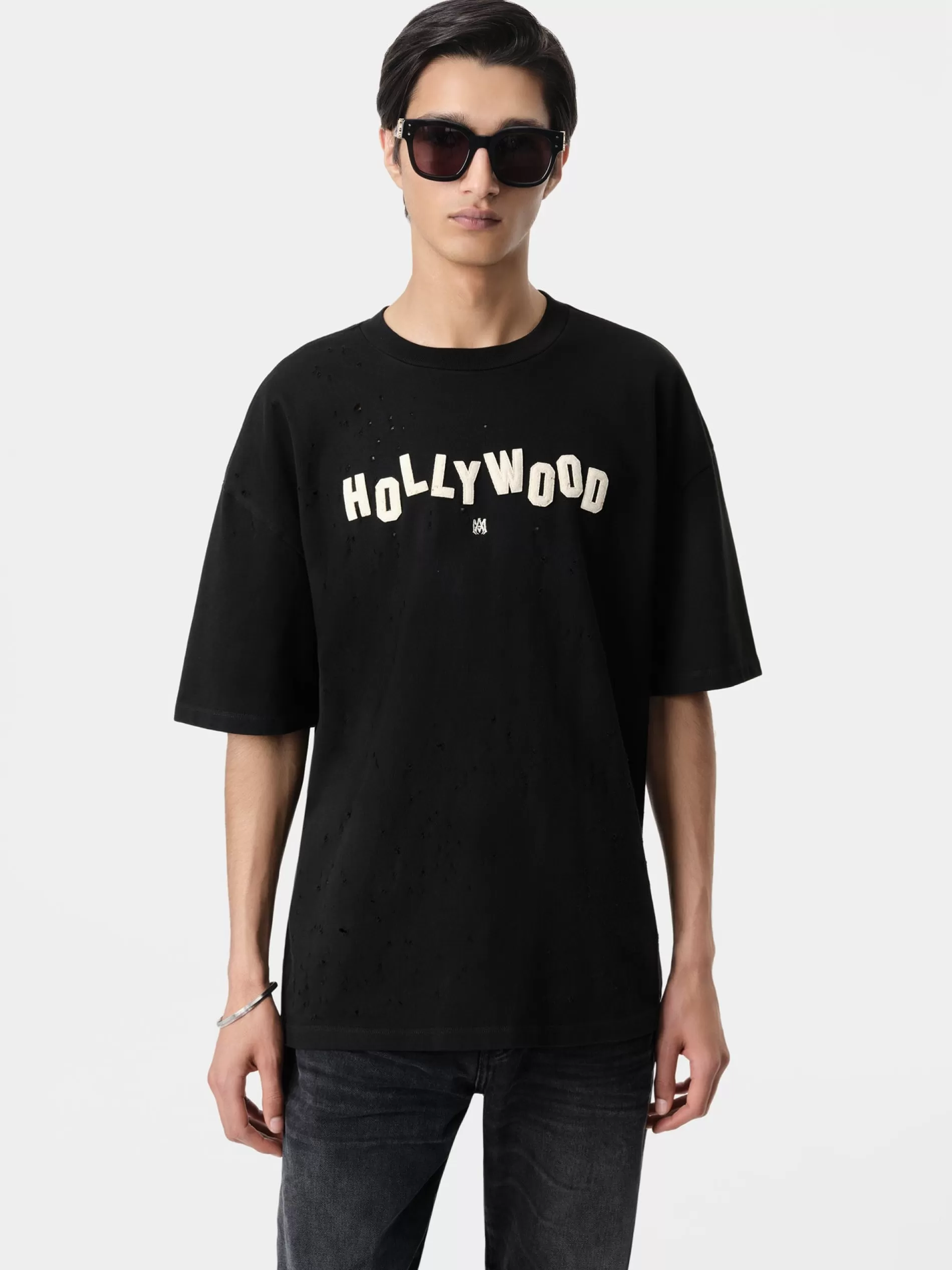 AMIRI Tees>HOLLYWOOD SHOTGUN OVERSIZED TEE BLACK