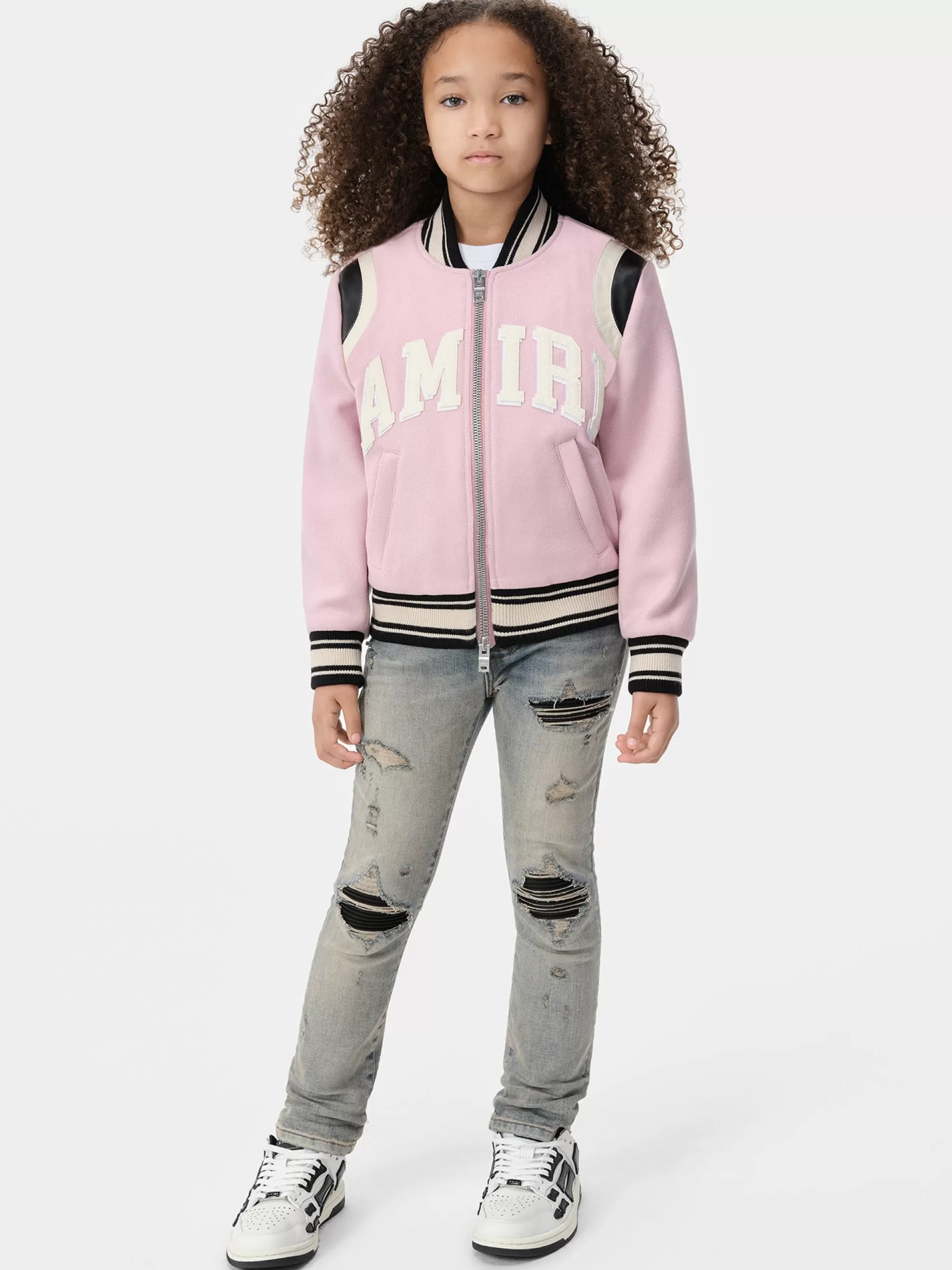 AMIRI Outerwear>KIDS' COLLEGIATE BOMBER Flamingo Pink