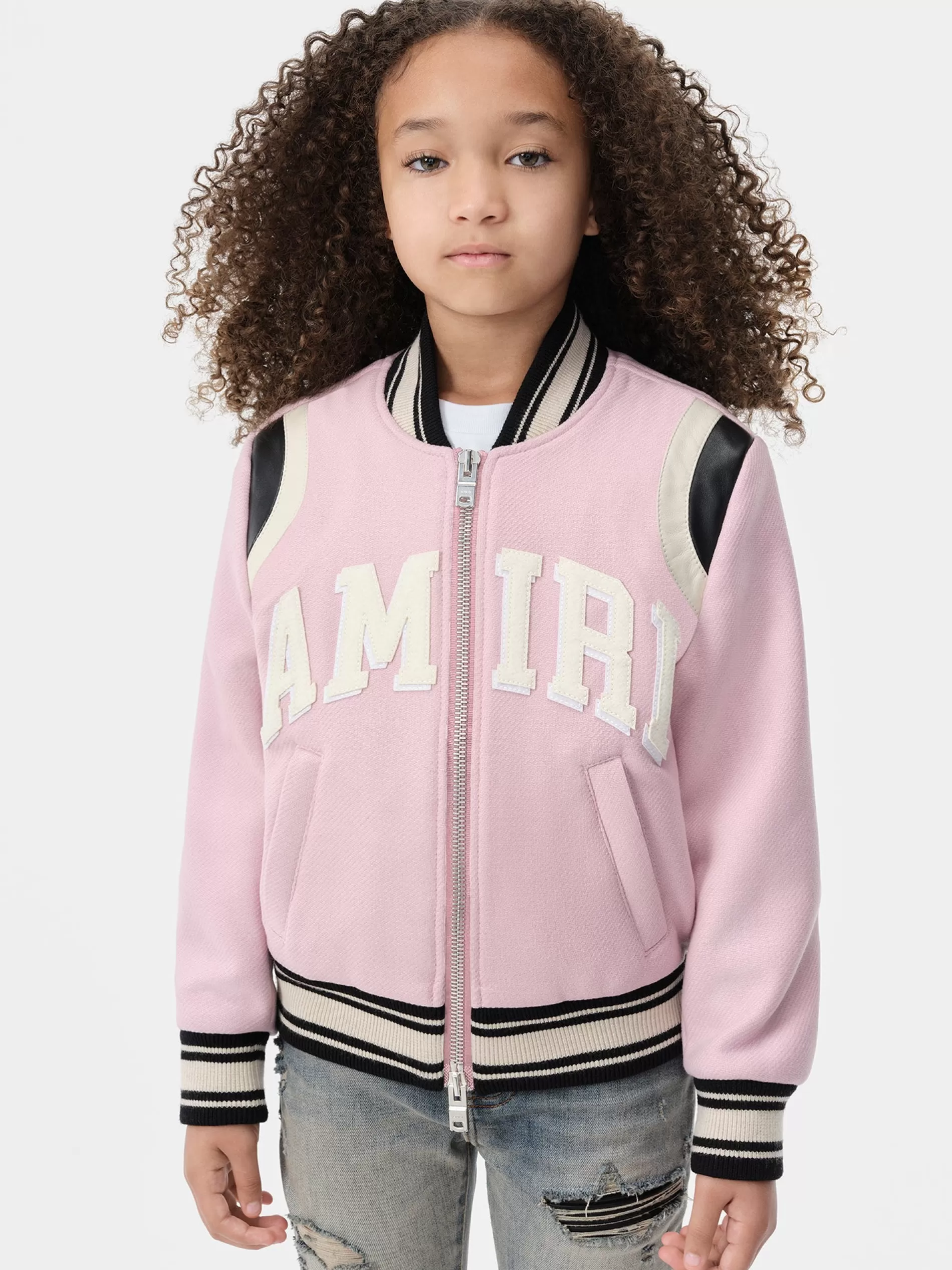 AMIRI Outerwear>KIDS' COLLEGIATE BOMBER Flamingo Pink