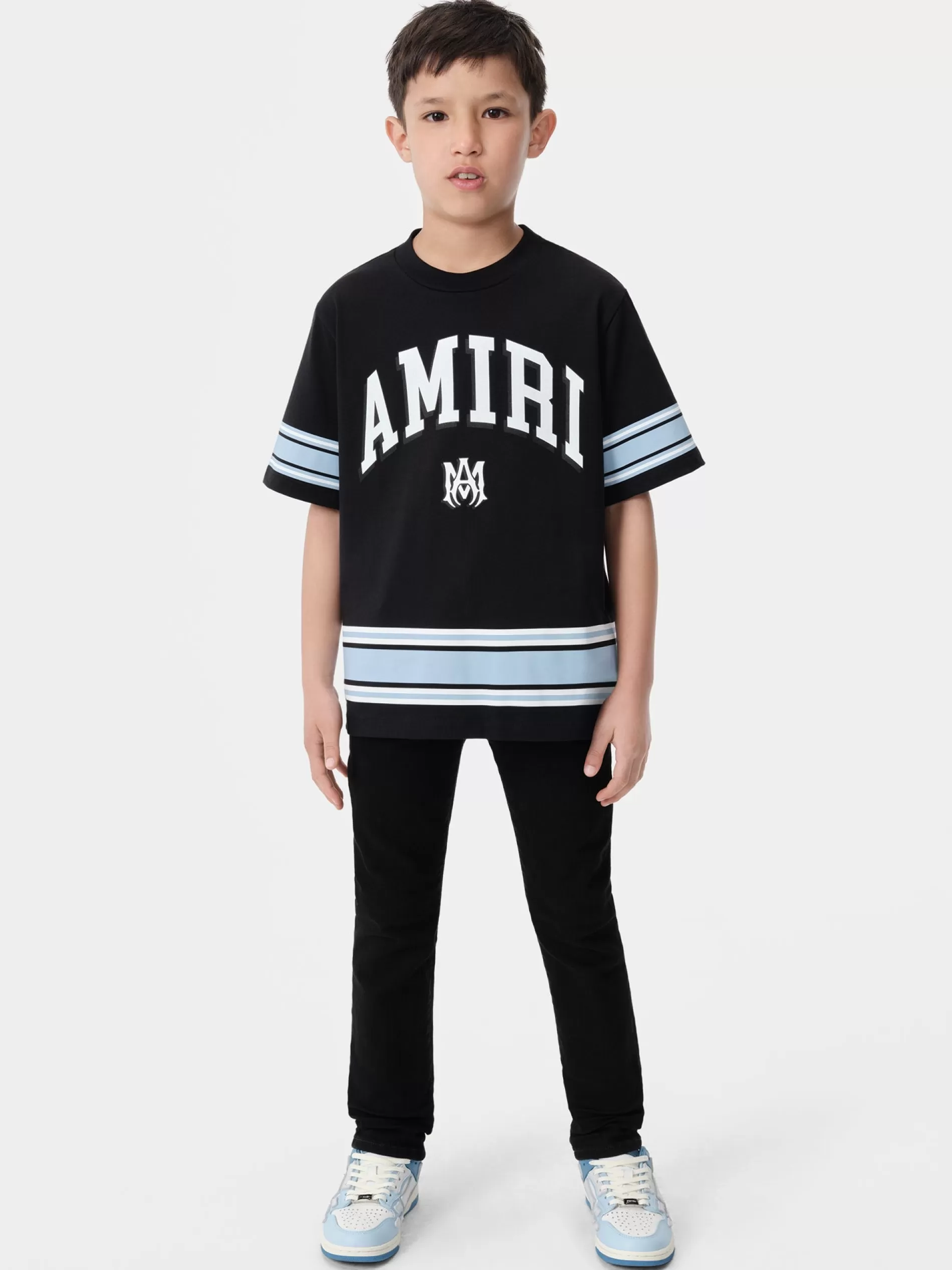 AMIRI Tees>KIDS' STRIPE TEE BLACK