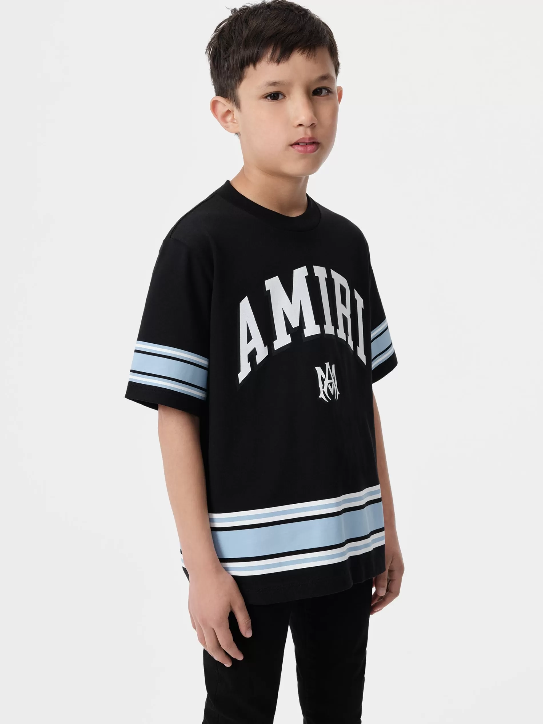 AMIRI Tees>KIDS' STRIPE TEE BLACK