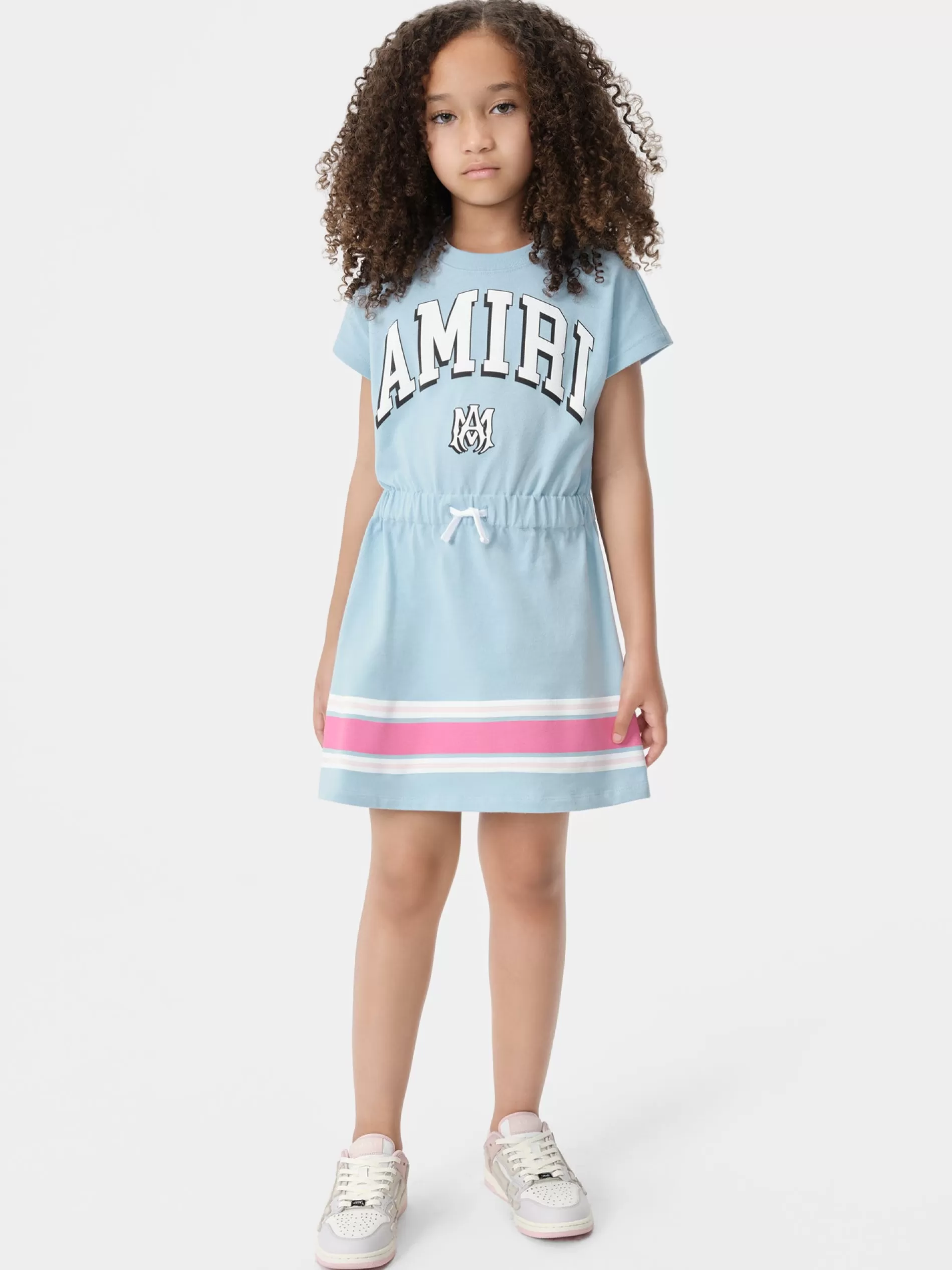 AMIRI Tees>KIDS' STRIPE T-SHIRT DRESS Cerulean