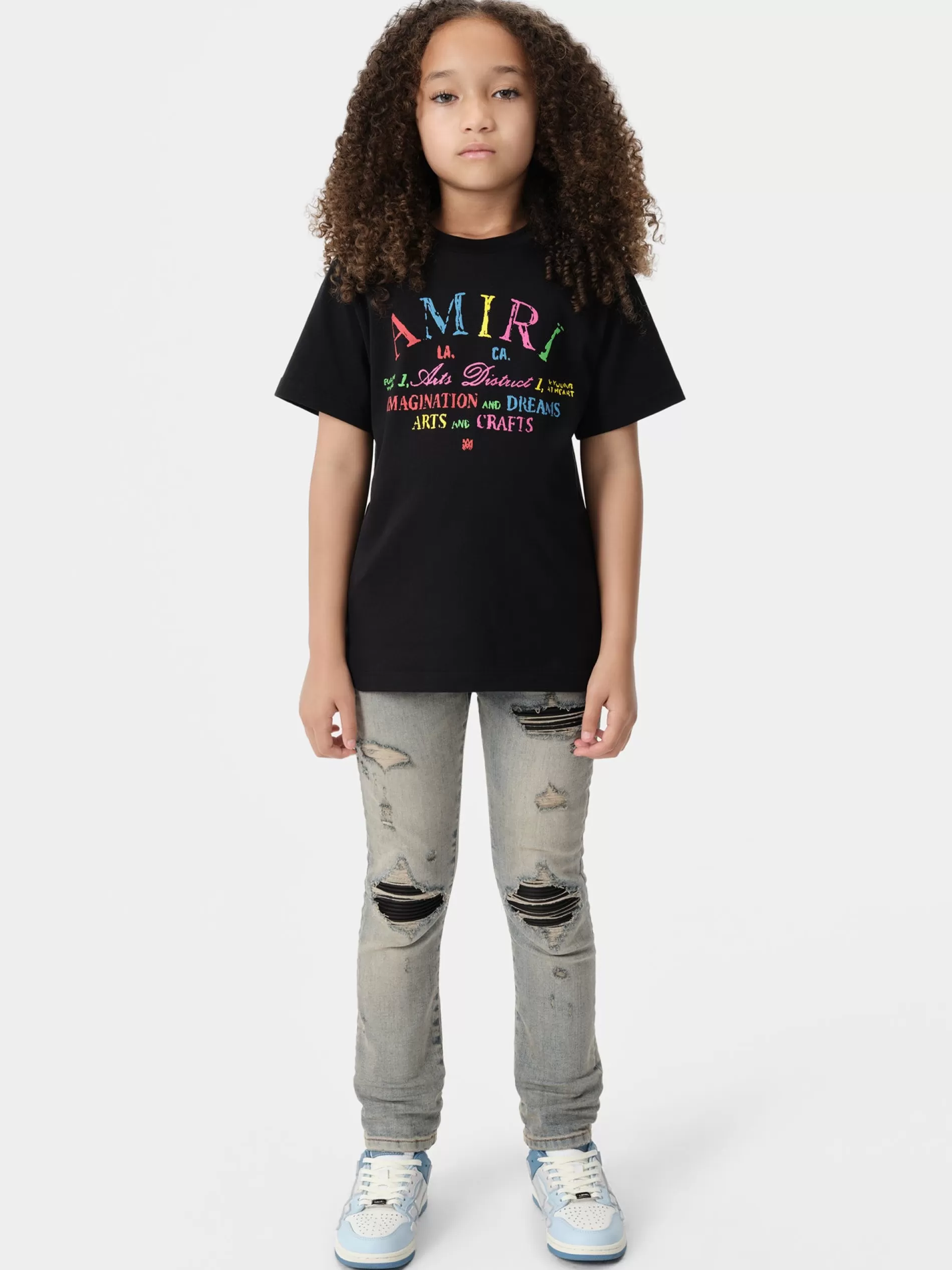 AMIRI Tees>KIDS' ARTS DISTRICT SCRIBBLE TEE BLACK