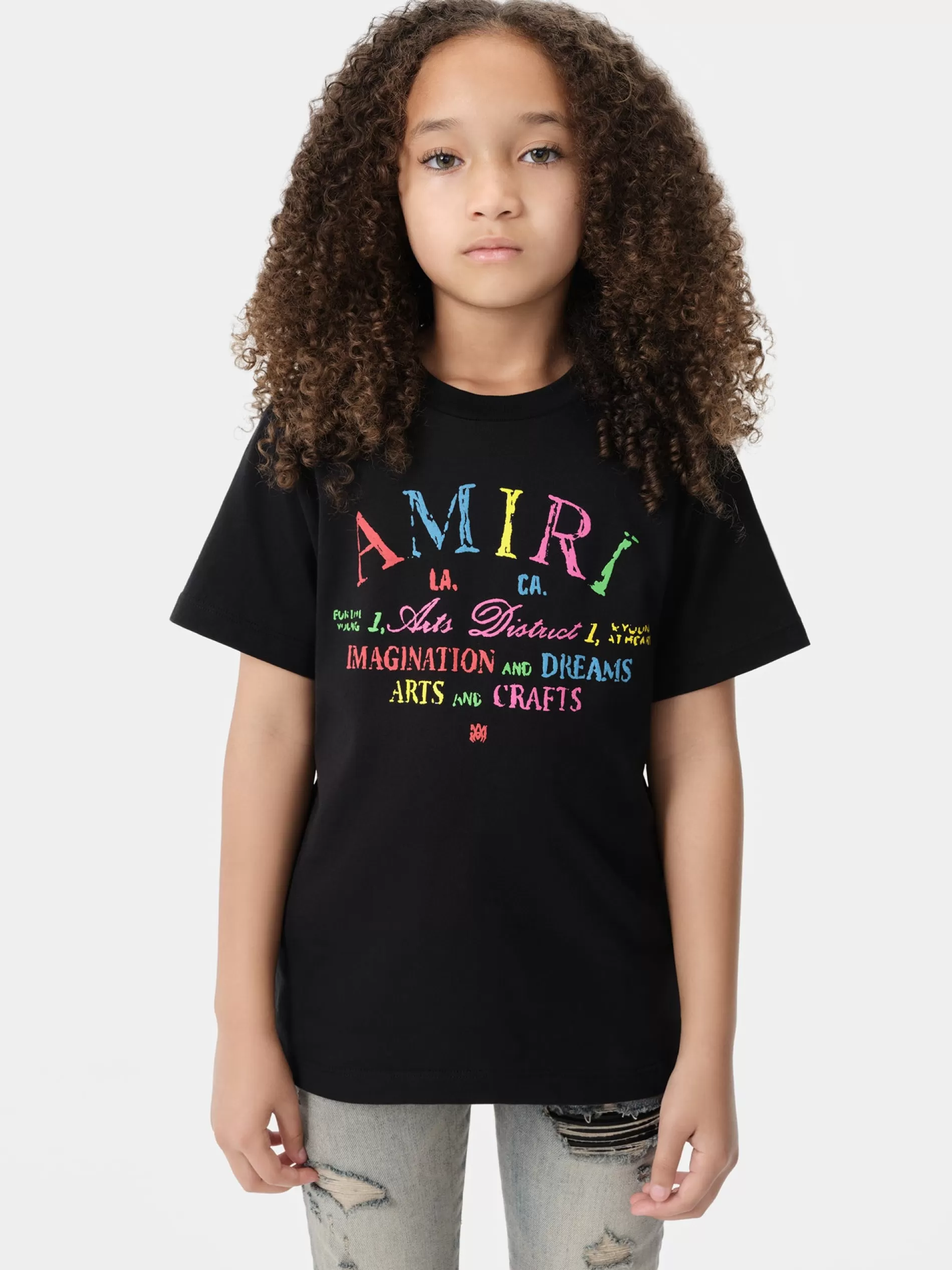 AMIRI Tees>KIDS' ARTS DISTRICT SCRIBBLE TEE BLACK