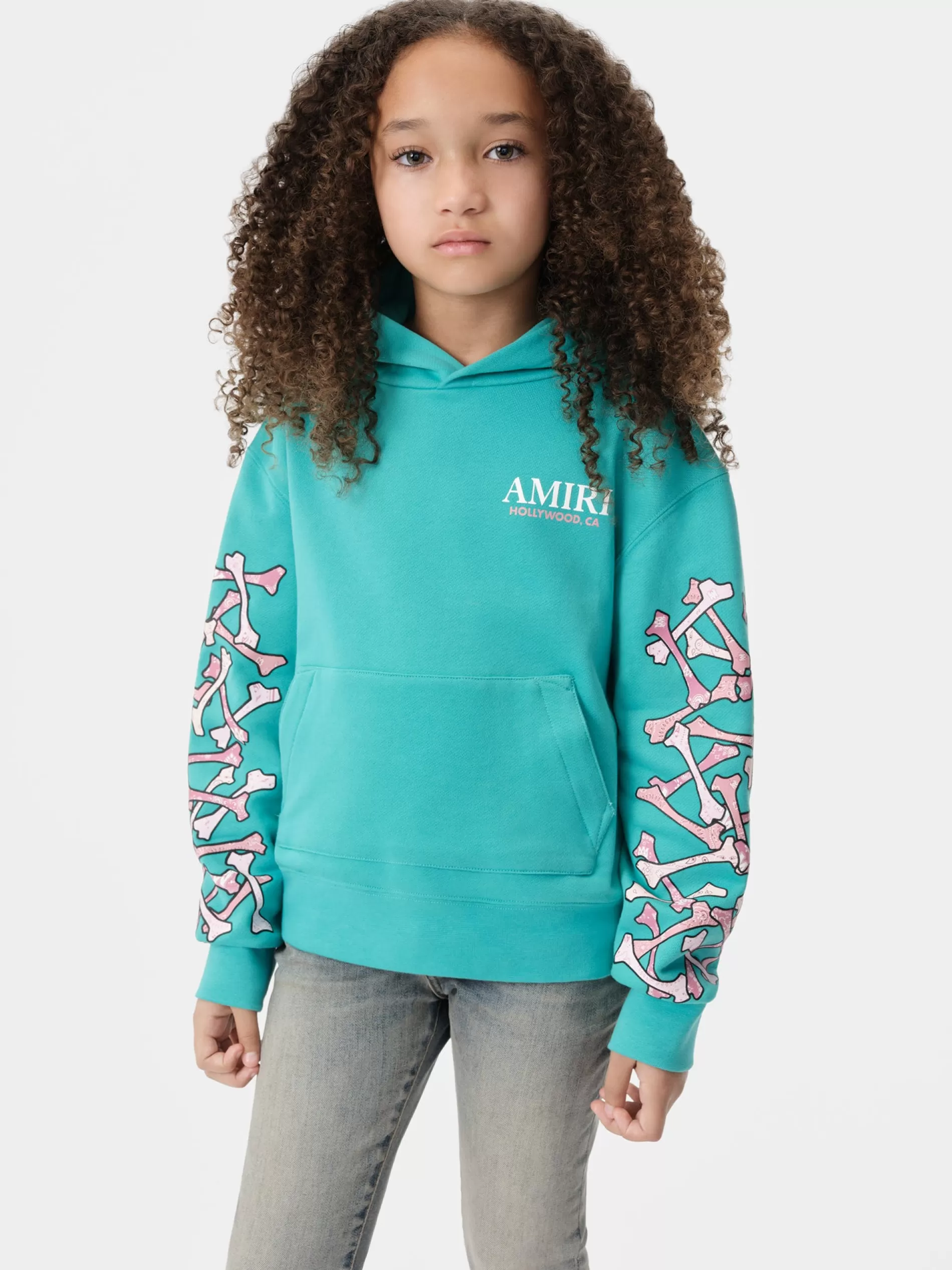 AMIRI Sweatshirts>KIDS' BANDANA BONES STACKED HOODIE Sea Blue