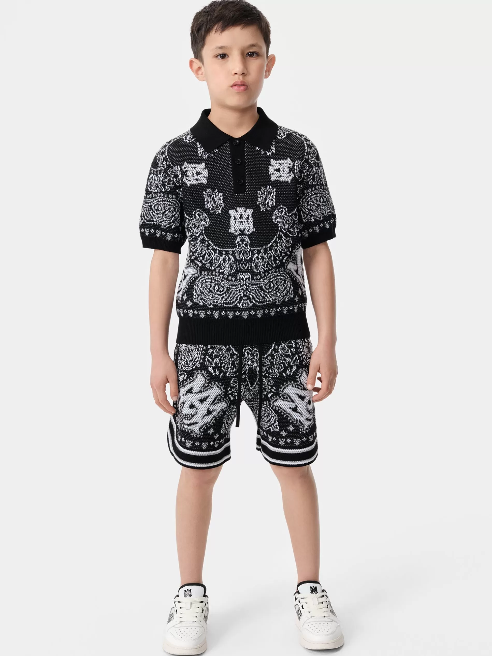 AMIRI Knitwear | Shirts>KIDS' BANDANA POLO BLACK