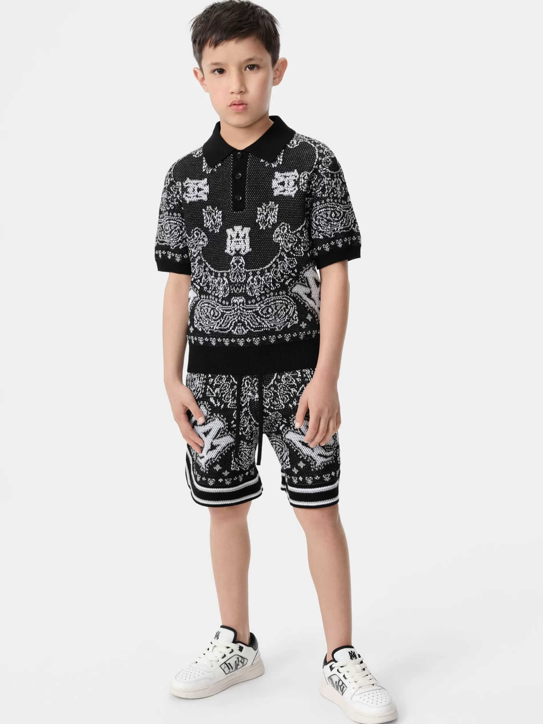 AMIRI Shorts & Sweatpants | Knitwear>KIDS' BANDANA SHORT BLACK