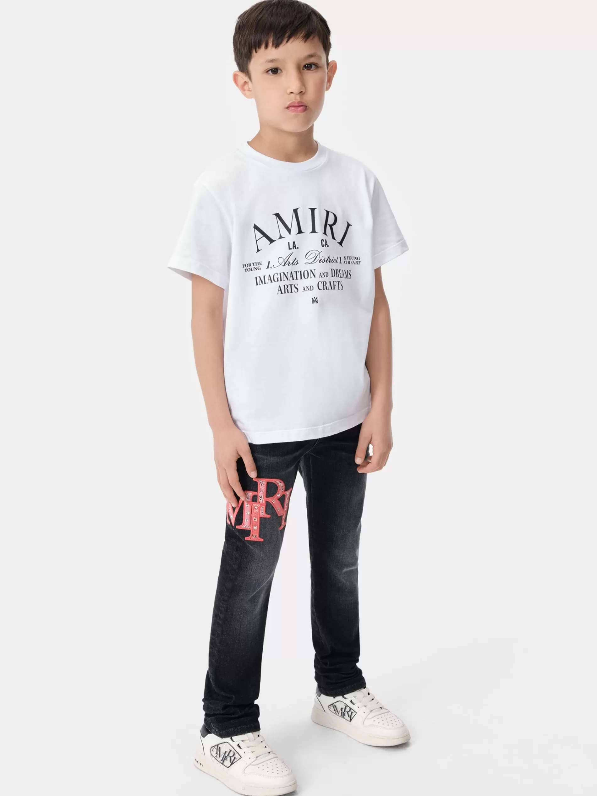 AMIRI Denim>KIDS' BANDANA STAGGERED LOGO JEAN FADED BLACK