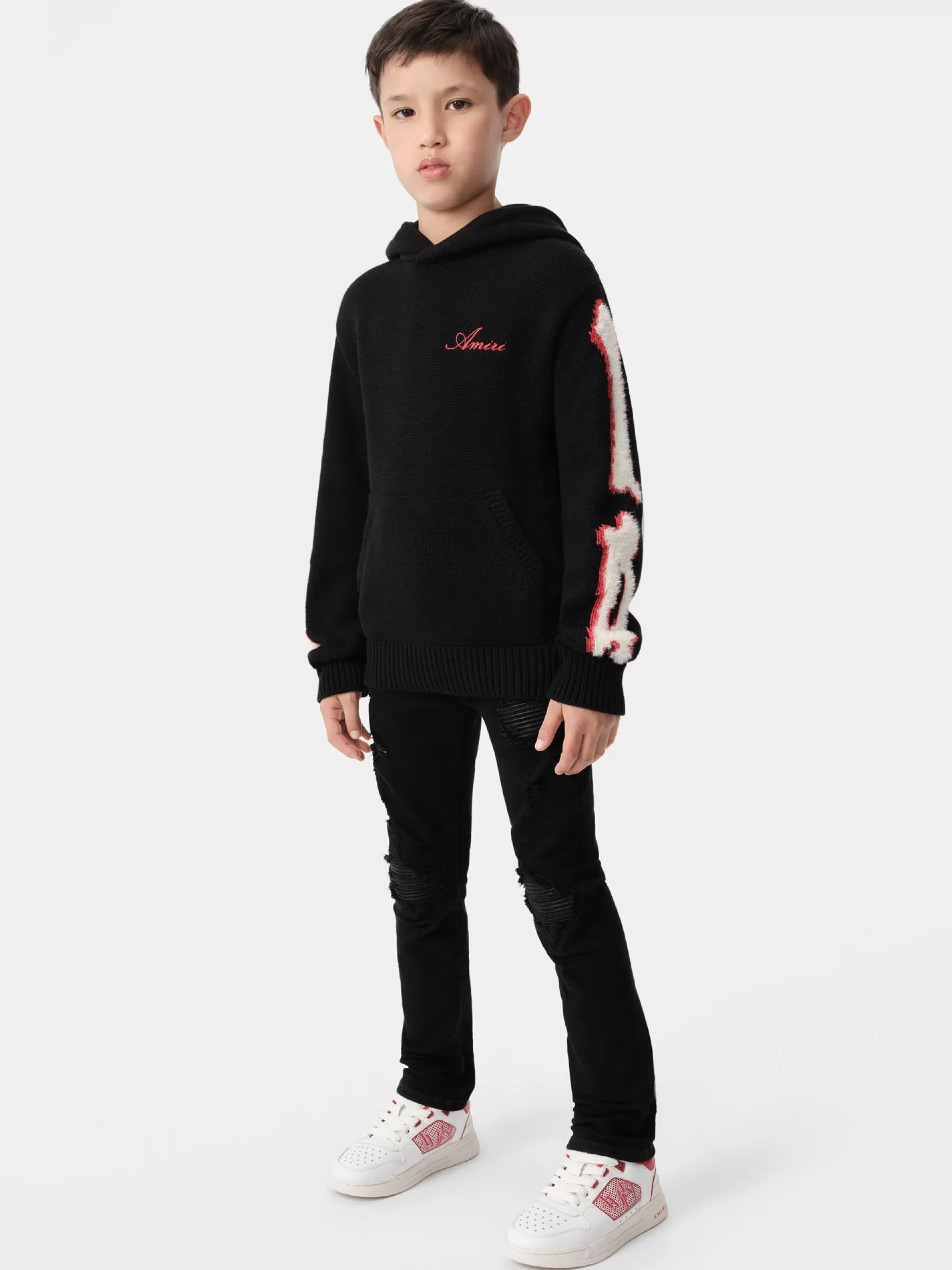 AMIRI Knitwear | Sweatshirts>KIDS' BONES HOODIE BLACK