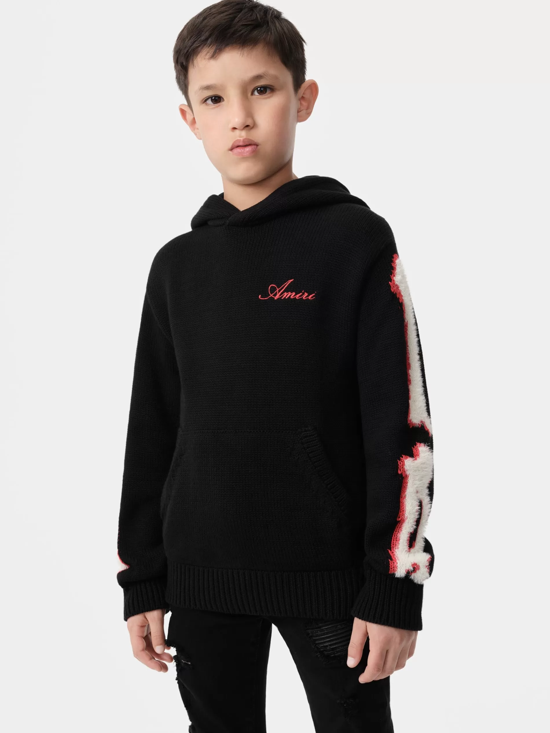 AMIRI Knitwear | Sweatshirts>KIDS' BONES HOODIE BLACK