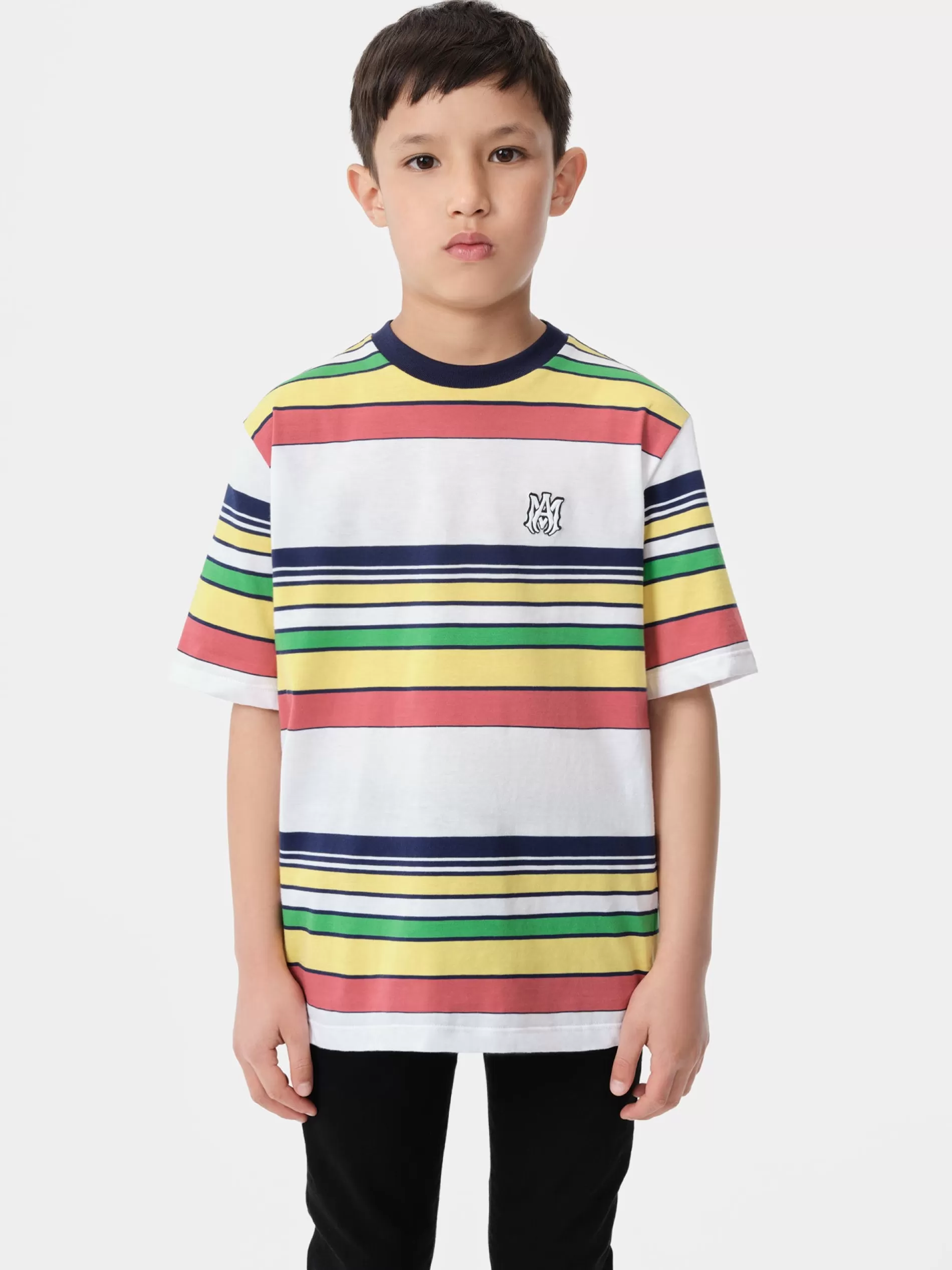 AMIRI Tees>KIDS' MA BAJA STRIPE TEE BLUE MULTI