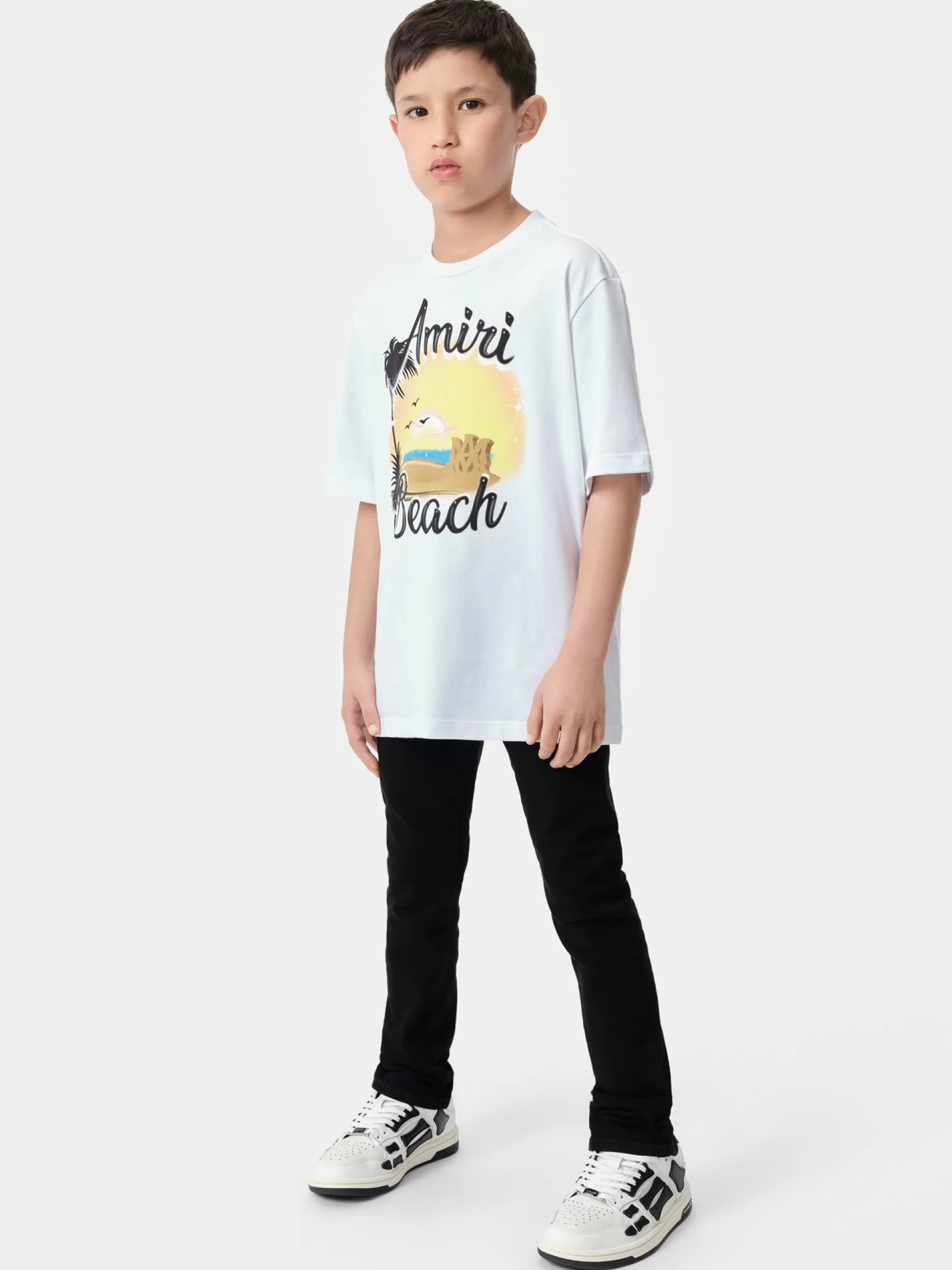 AMIRI Tees>KIDS' MA SANDCASTLE TEE White