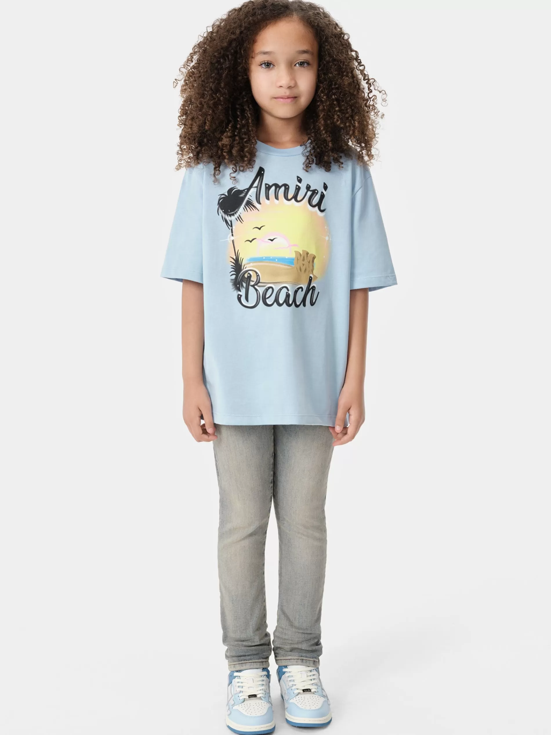 AMIRI Tees>KIDS' MA SANDCASTLE TEE Cerulean