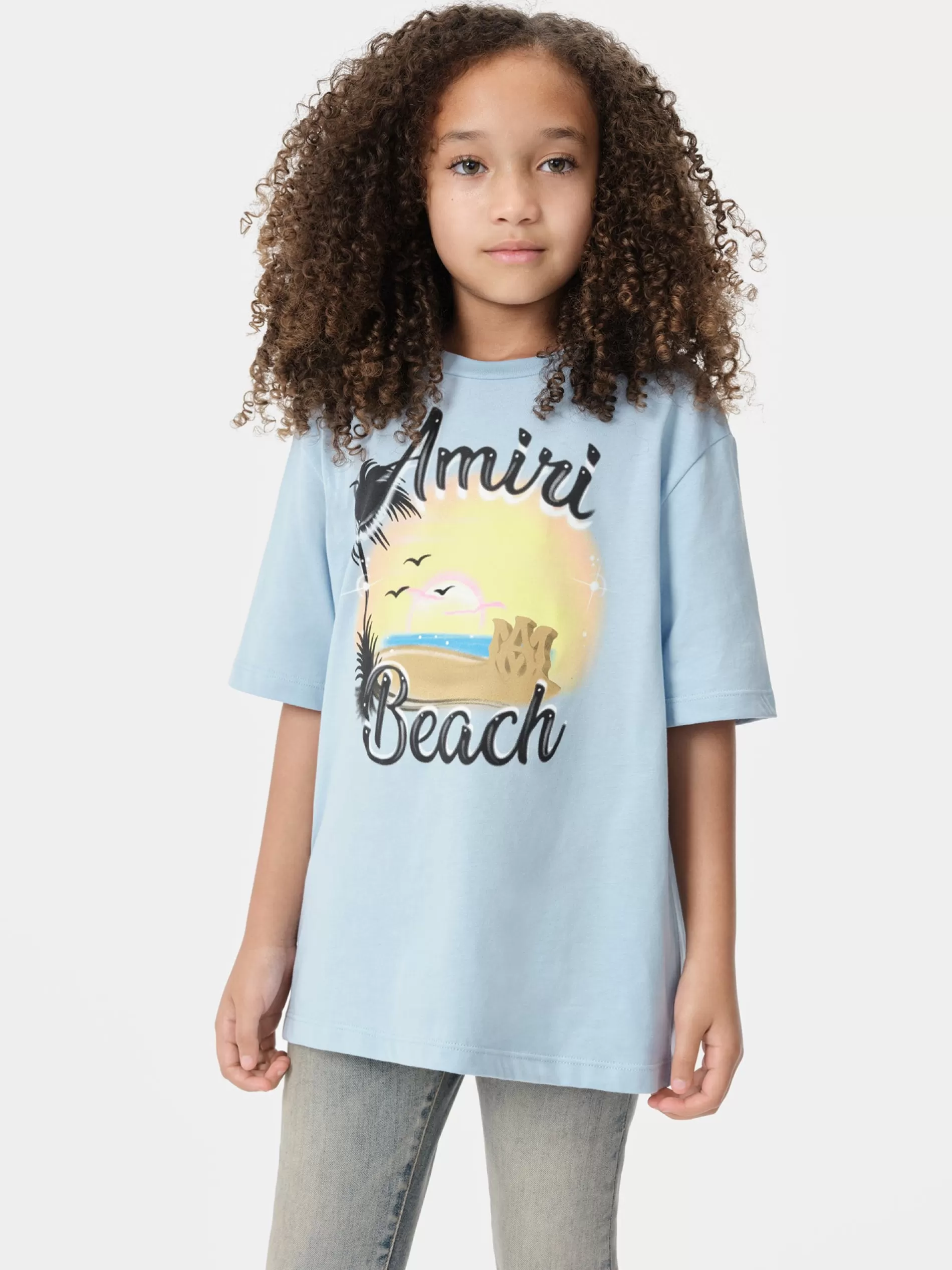 AMIRI Tees>KIDS' MA SANDCASTLE TEE Cerulean