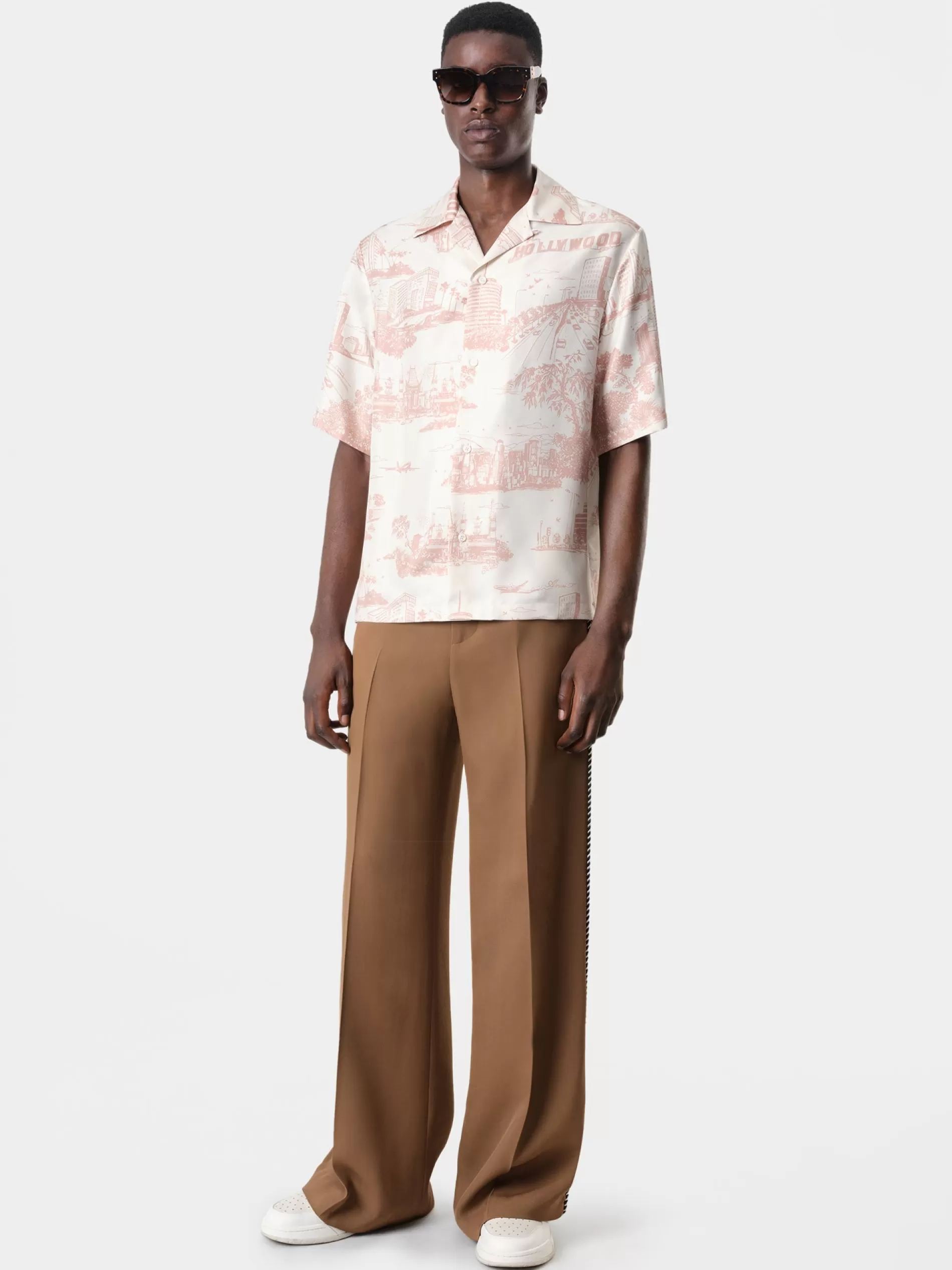 AMIRI Shirts>LA LANDMARK BOWLING SHIRT Alabaster