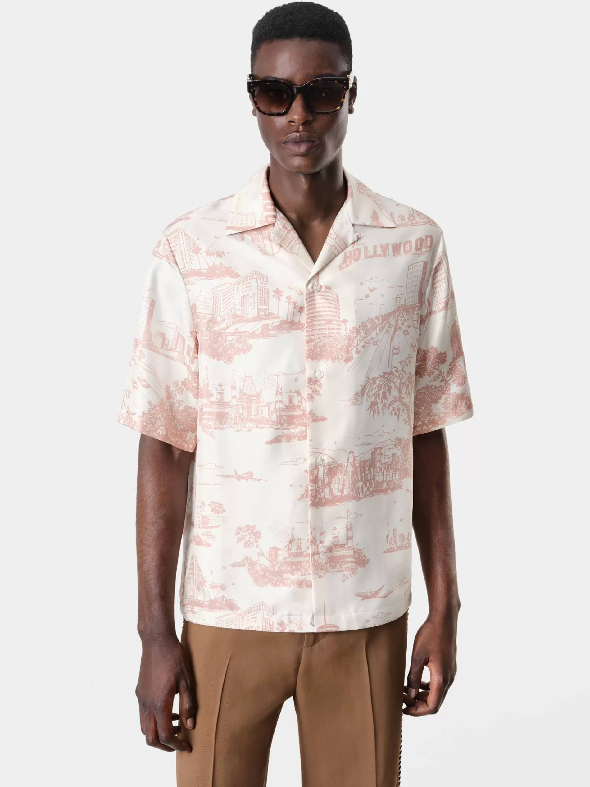 AMIRI Shirts>LA LANDMARK BOWLING SHIRT Alabaster