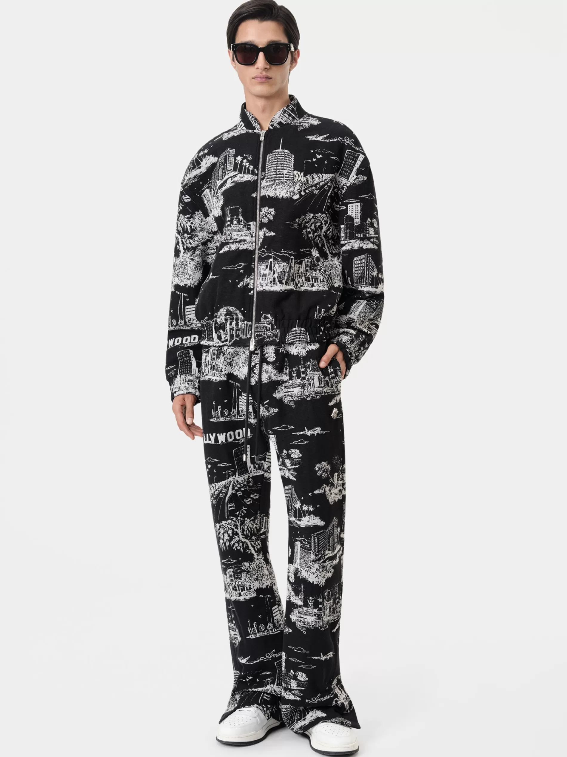 AMIRI Outerwear>LA LANDMARK TAPESTRY BOMBER BLACK