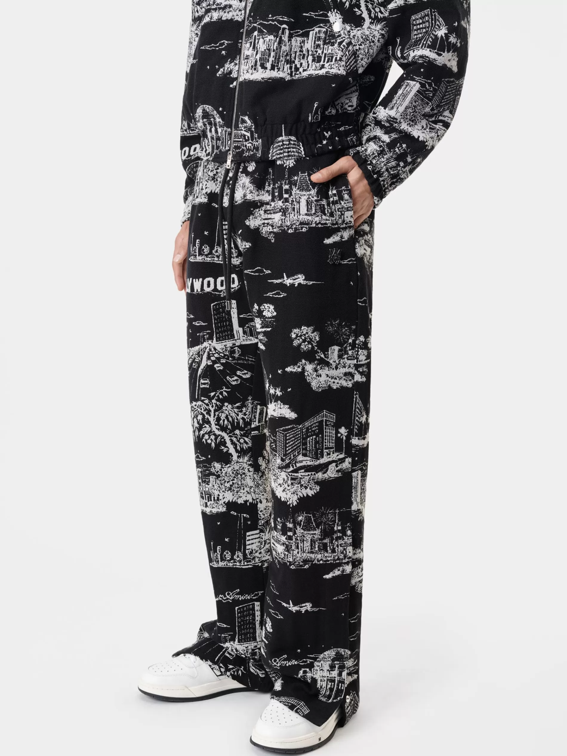 AMIRI Pants>LA LANDMARK TAPESTRY FLARE BLACK