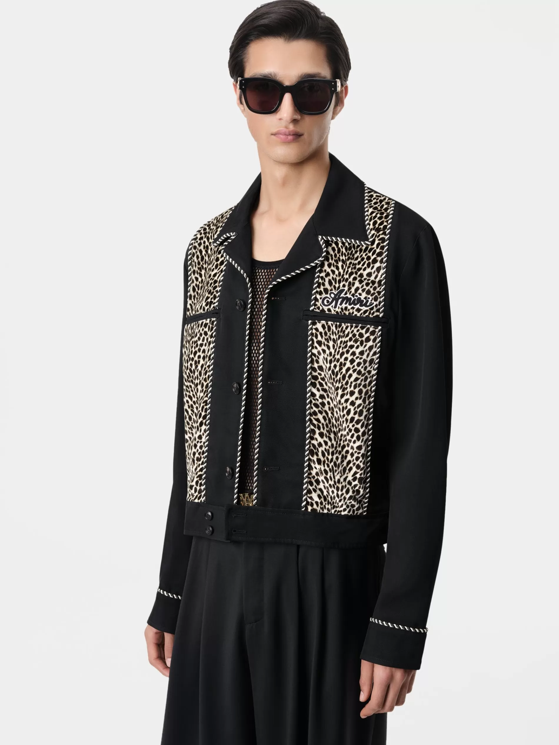 AMIRI Outerwear>LEOPARD CADET JACKET BLACK