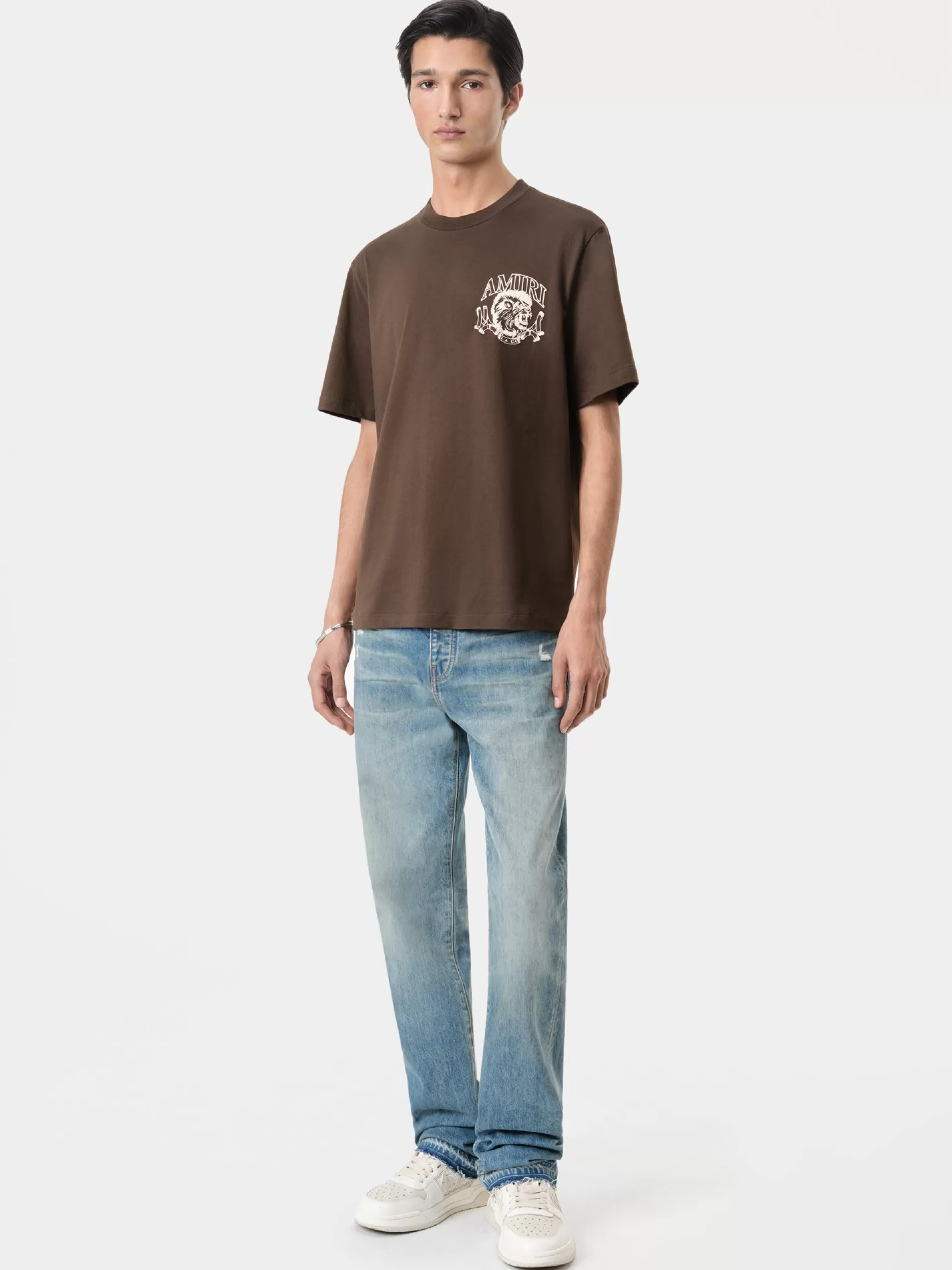 AMIRI Tees>LION OUTLINE TEE DARK BROWN