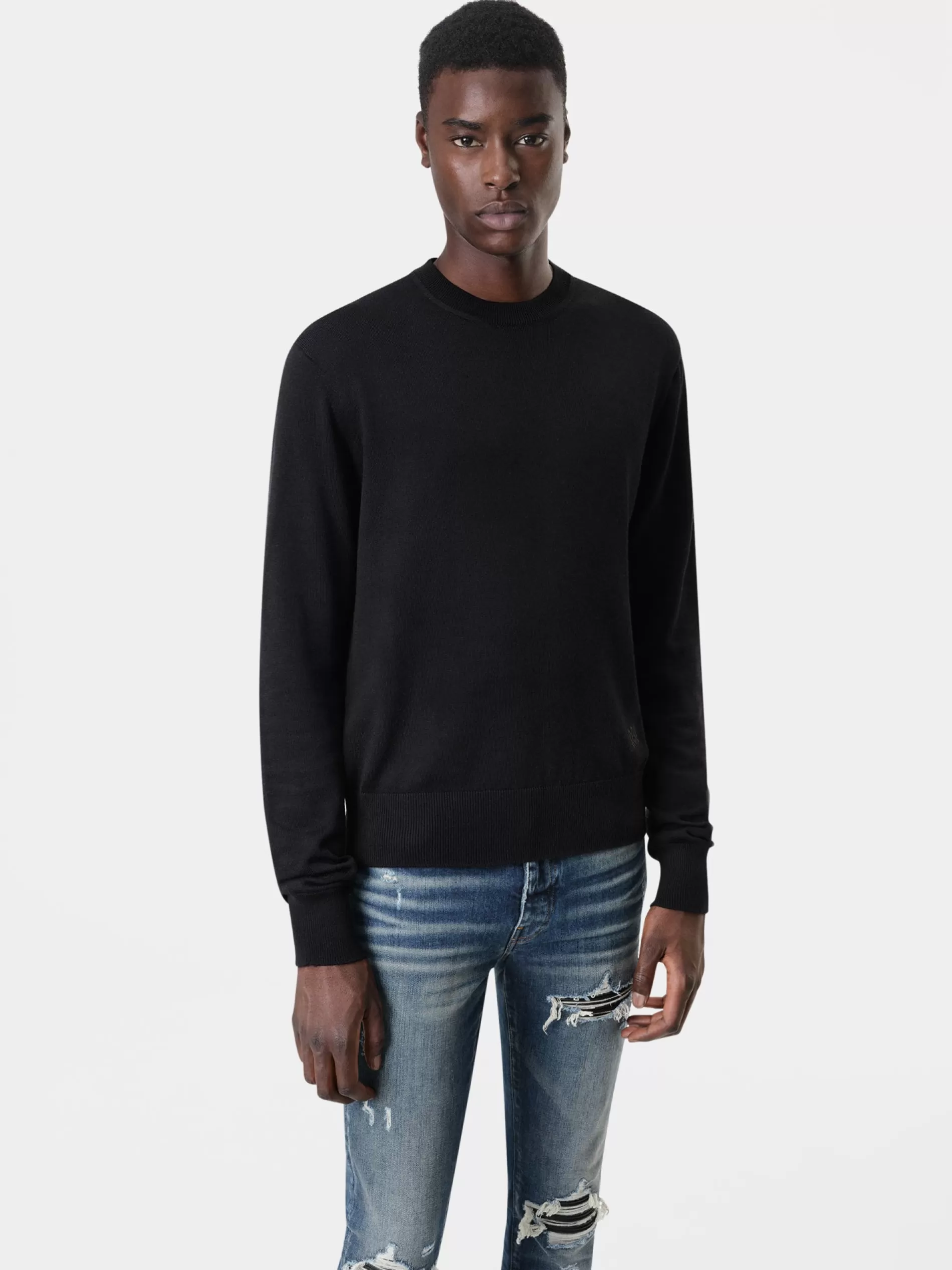 AMIRI Knitwear>LONG SLEEVE CREW- BLACK