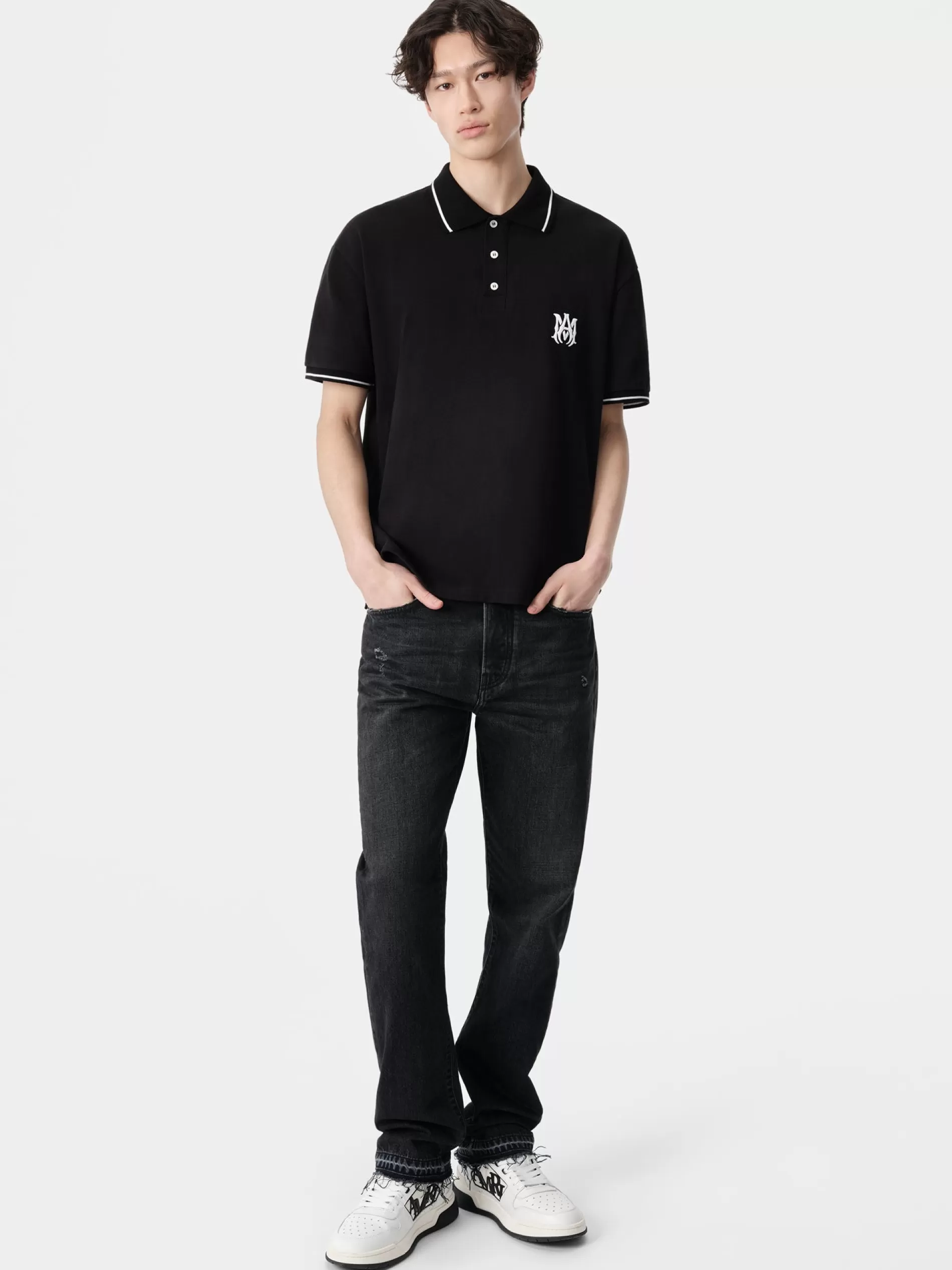 AMIRI Tees>MA CORE LOGO POLO BLACK