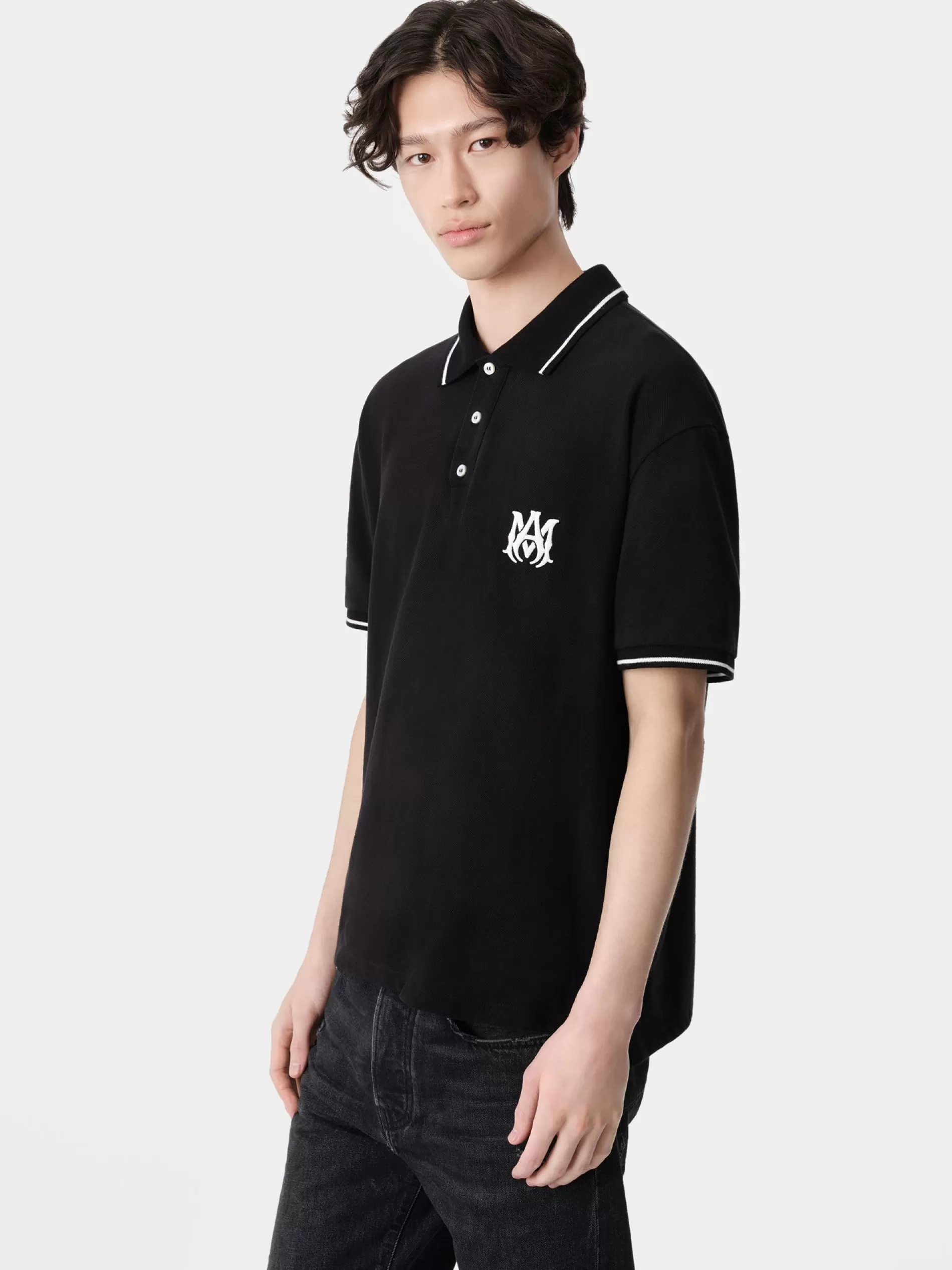 AMIRI Tees>MA CORE LOGO POLO BLACK