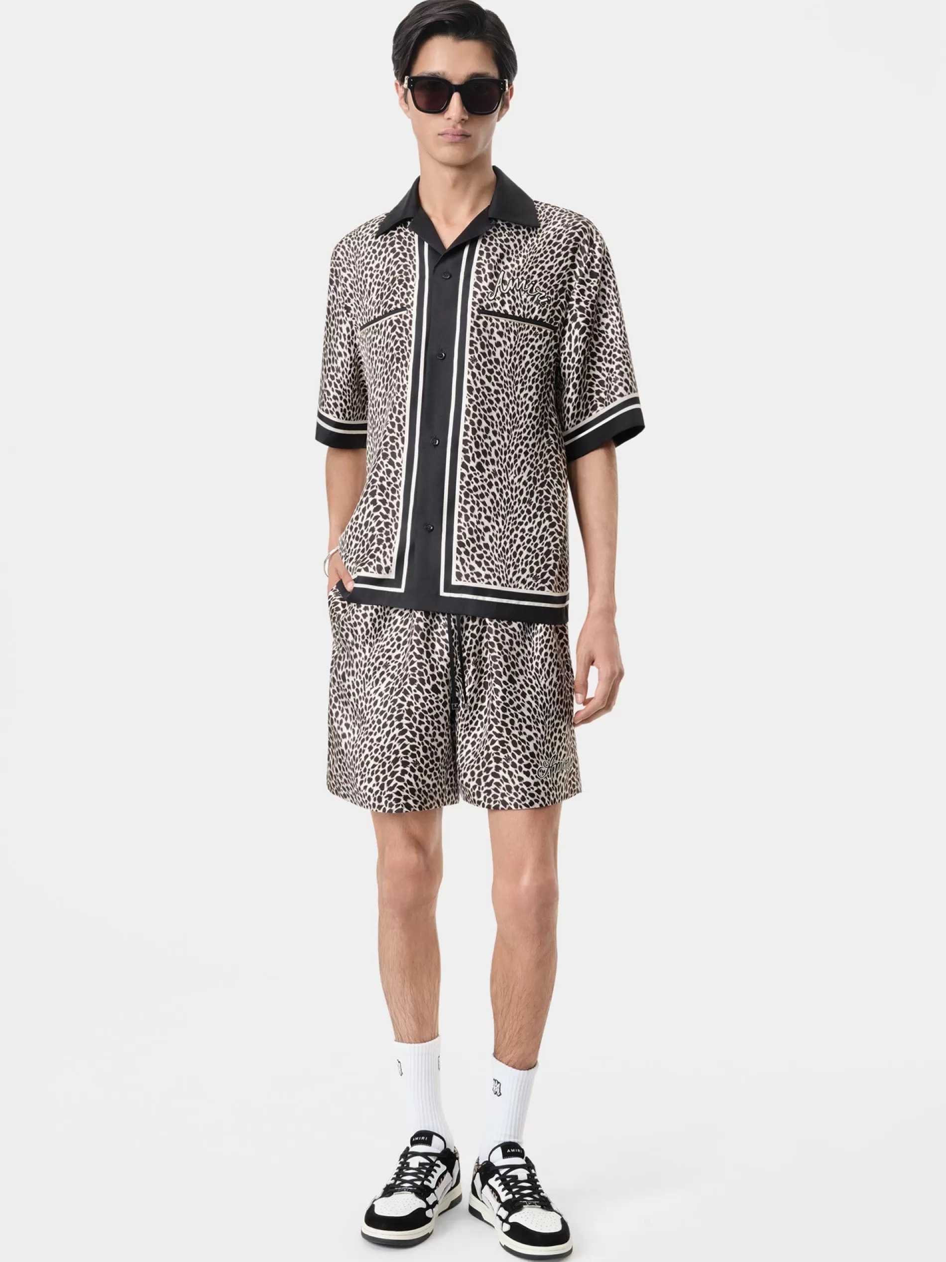 AMIRI Shirts>MA LEOPARD BOWLING SHIRT Black Birch