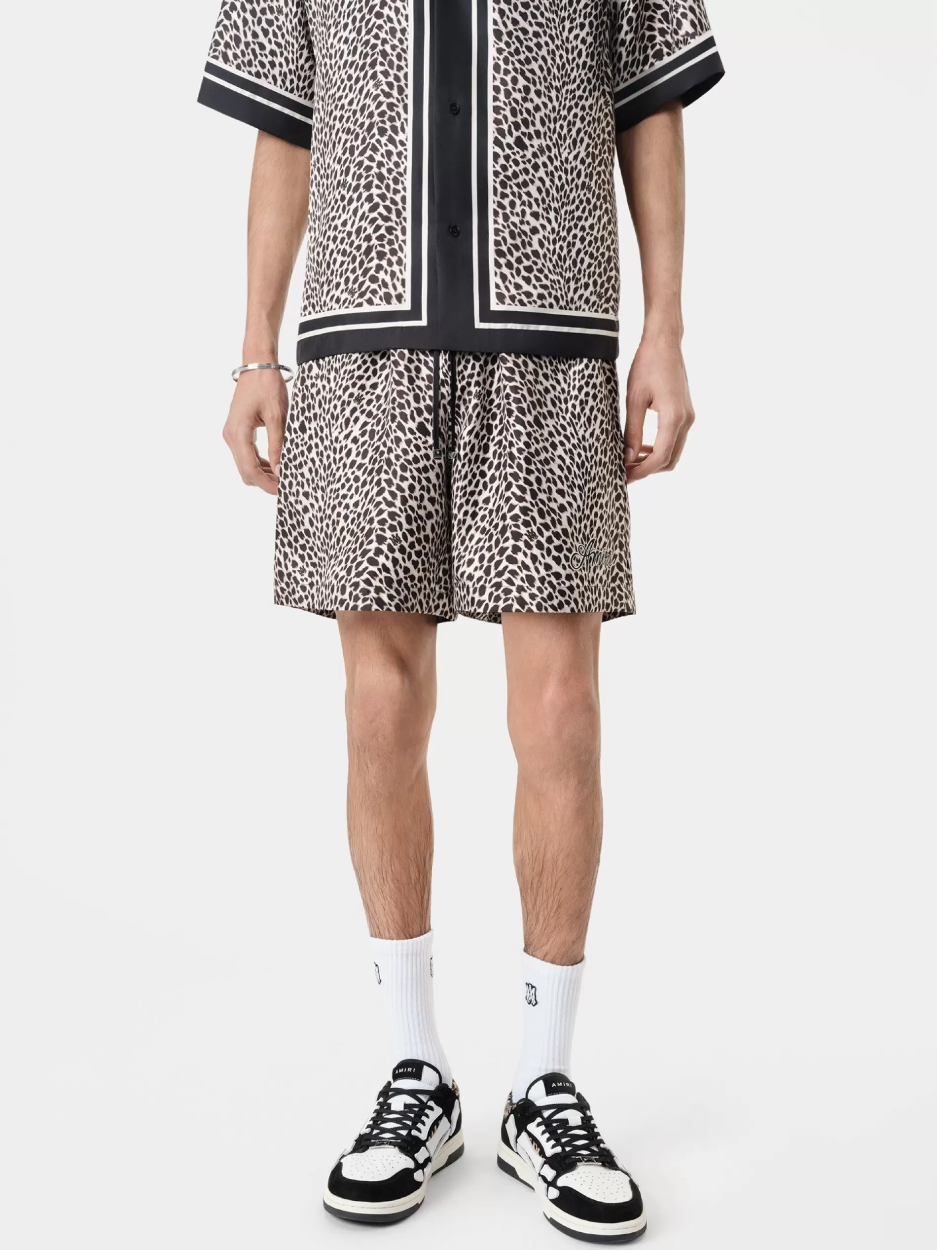 AMIRI Shorts & Sweatpants>MA LEOPARD SHORT Black Birch