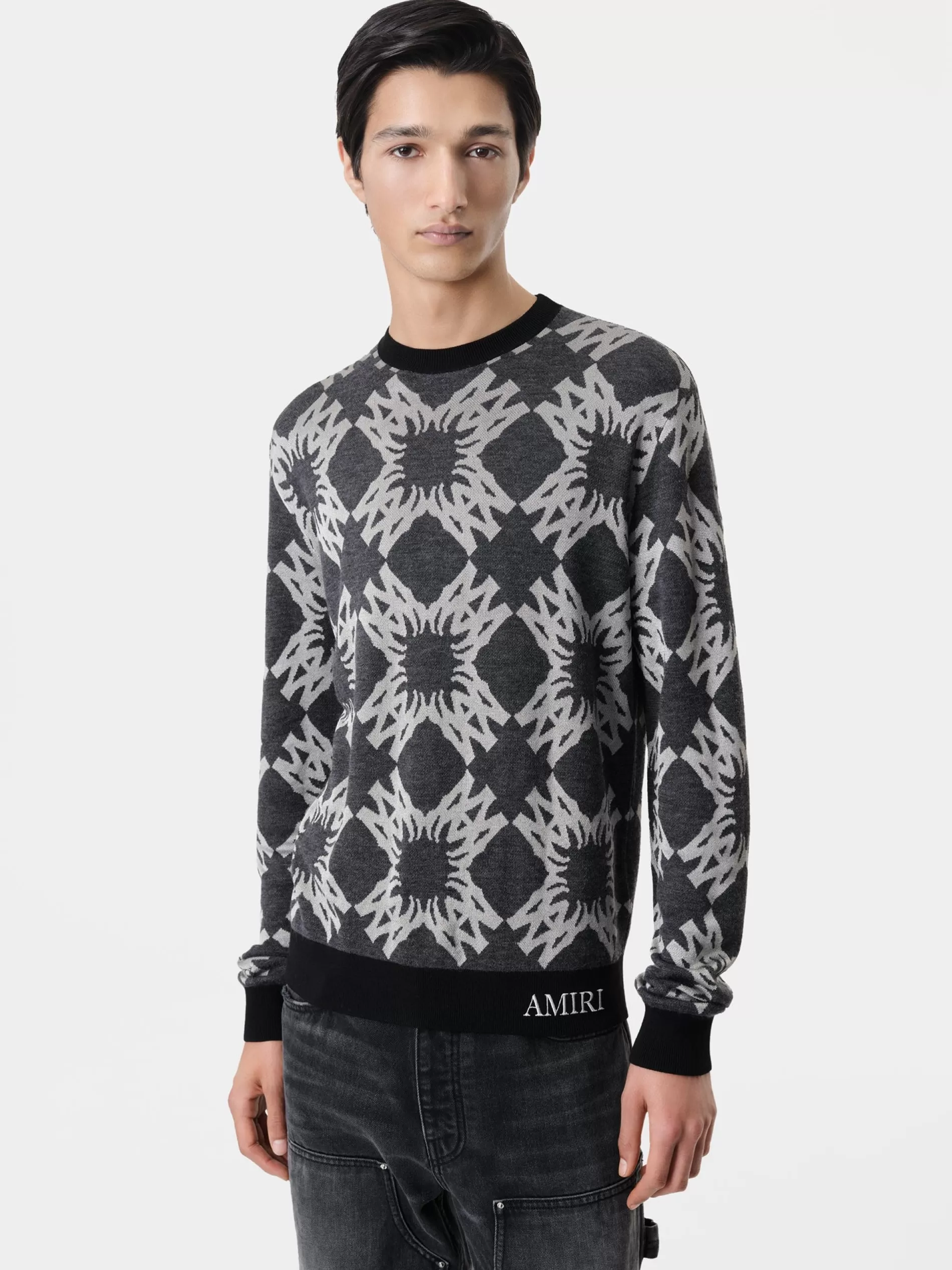 AMIRI Knitwear>MA QUAD CREWNECK Dark Grey