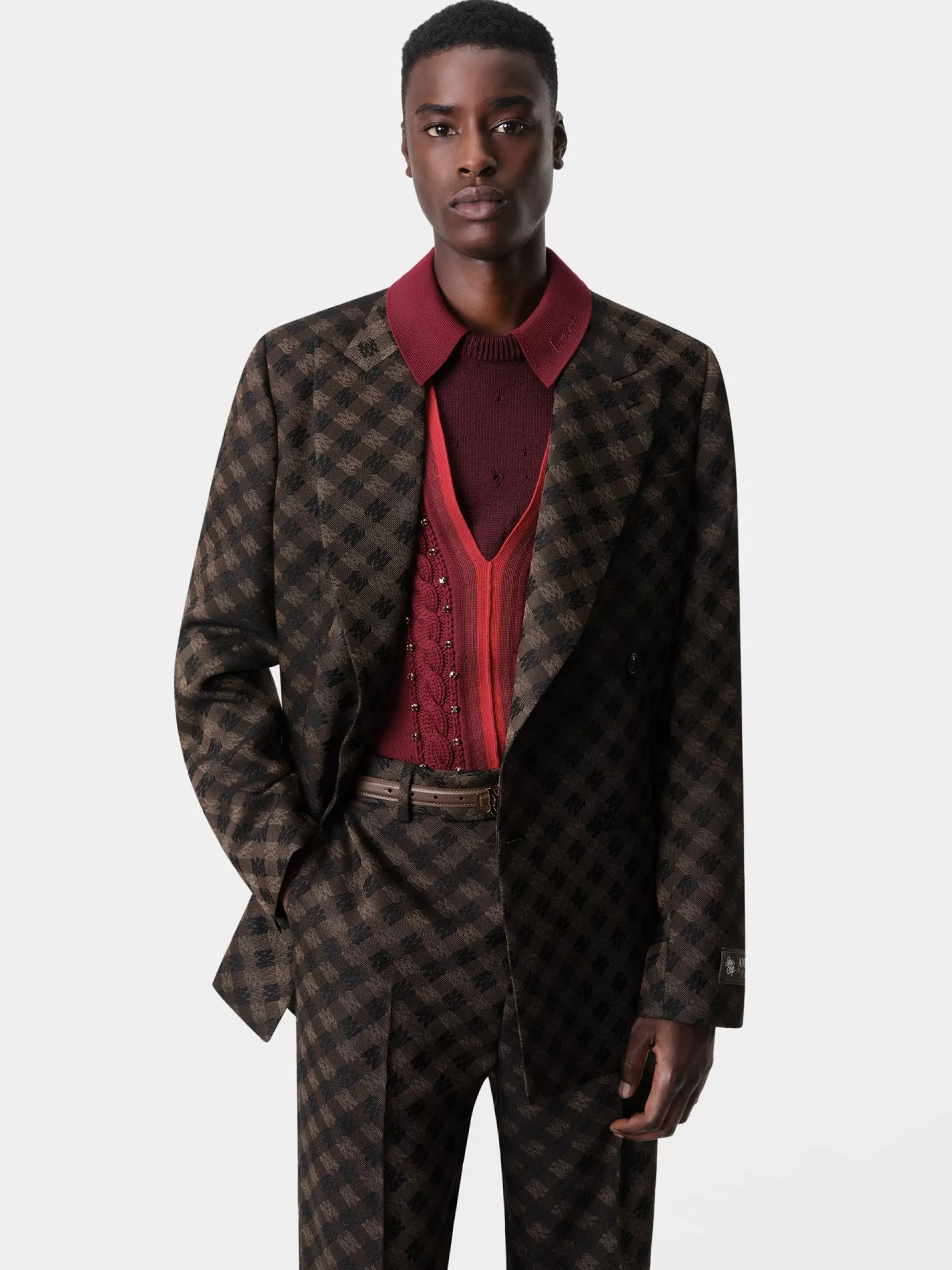 AMIRI Outerwear>MA QUAD DOUBLE-BREASTED BLAZER DARK BROWN