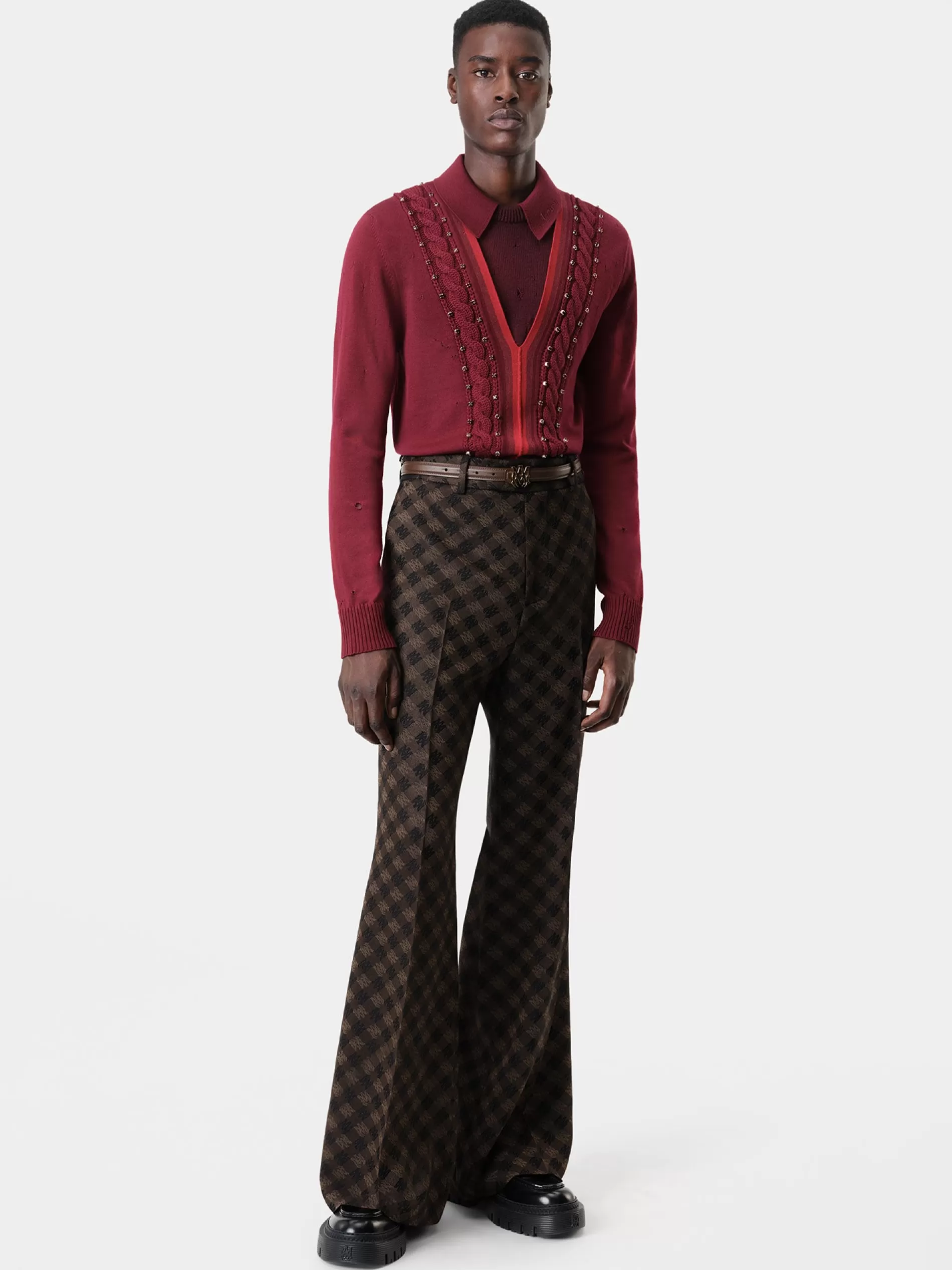 AMIRI Pants>MA QUAD RELAXED FLARE DARK BROWN